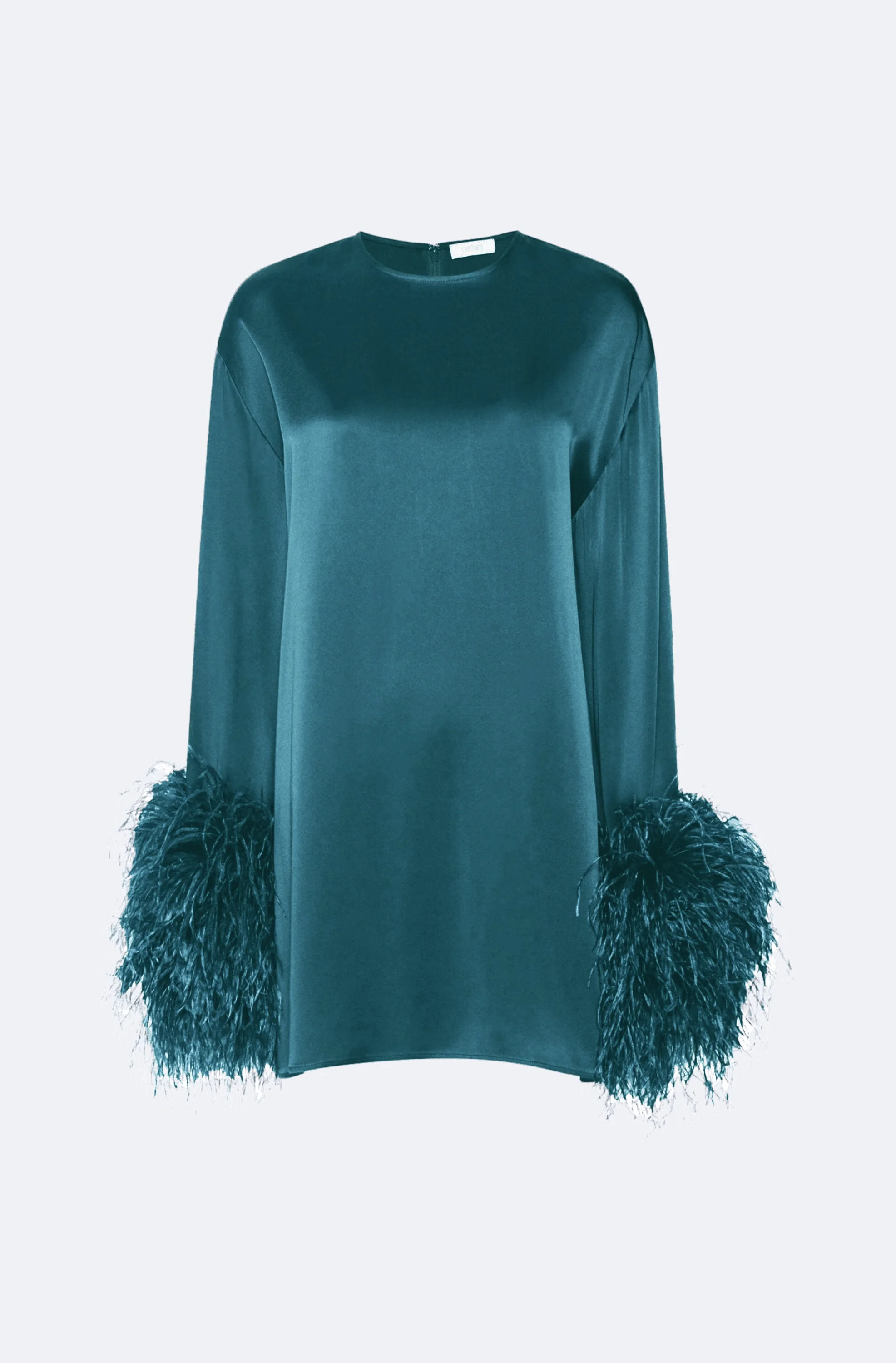 Satin Dress With Feathers - 1