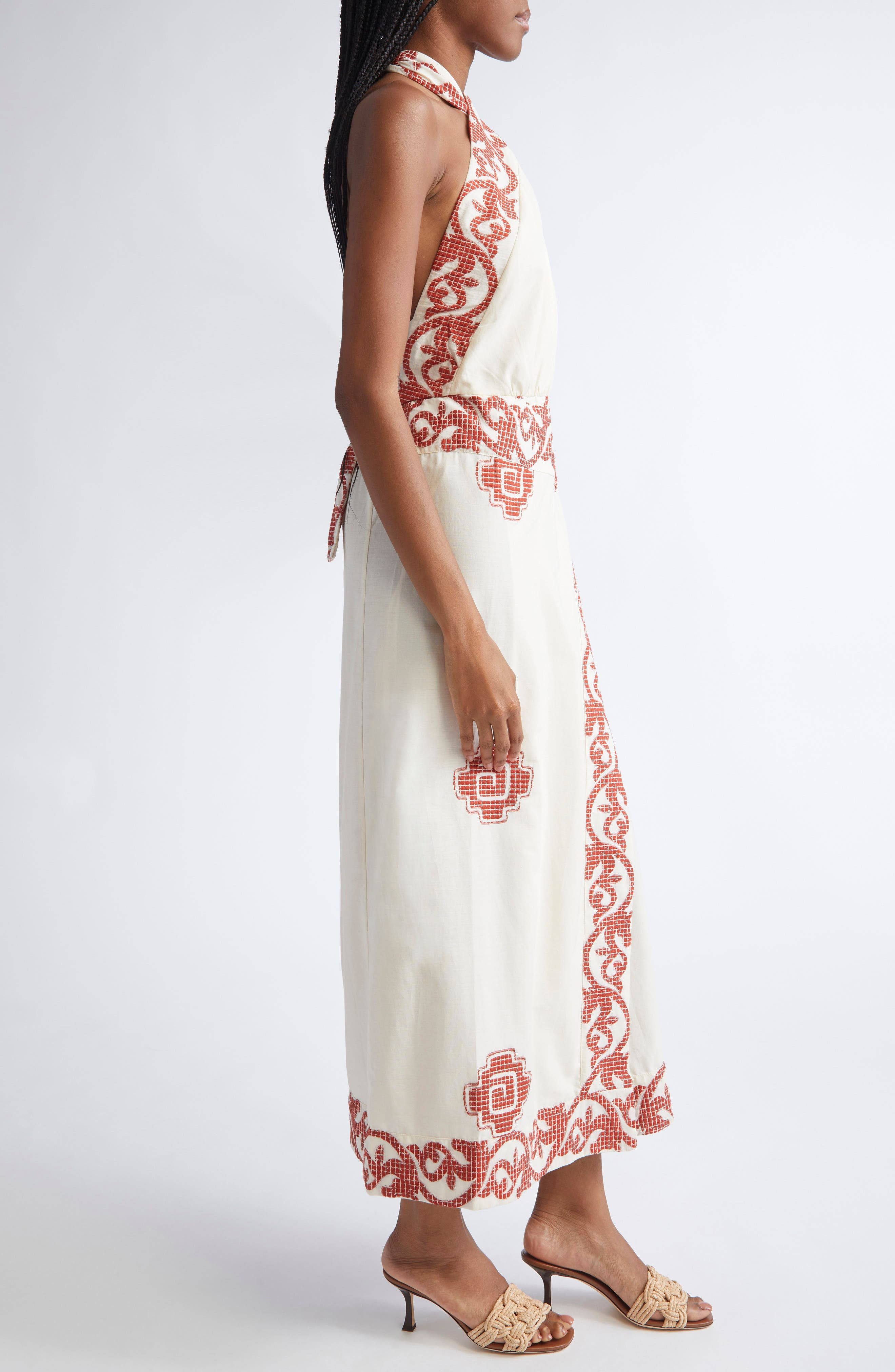 Johanna Ortiz Reinventing Cotton Halter Dress in Ecru/Red at Nordstrom - 3