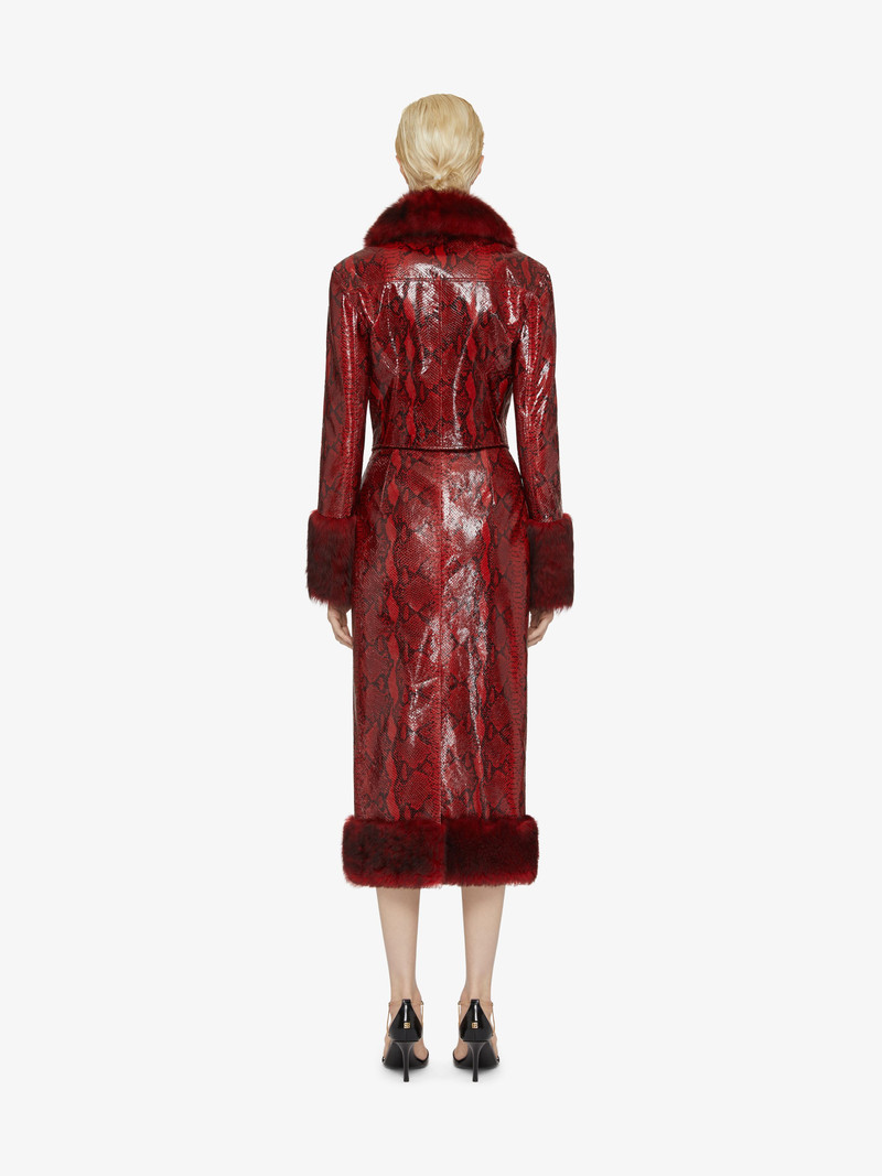 SLIM FIT JACKET IN PYTHON PRINT LEATHER AND FUR 2