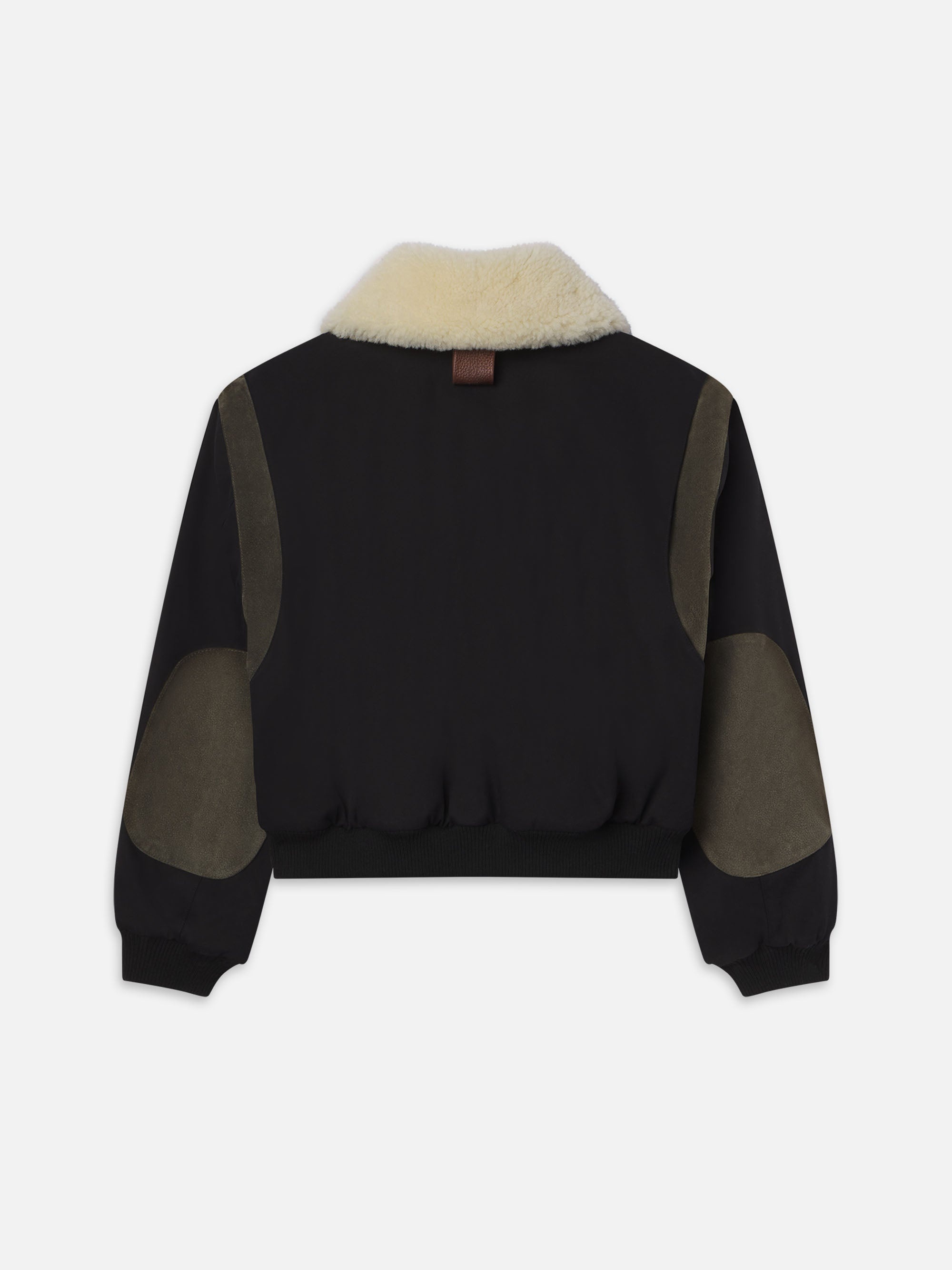 Mixed Leather Bomber in Black - 3