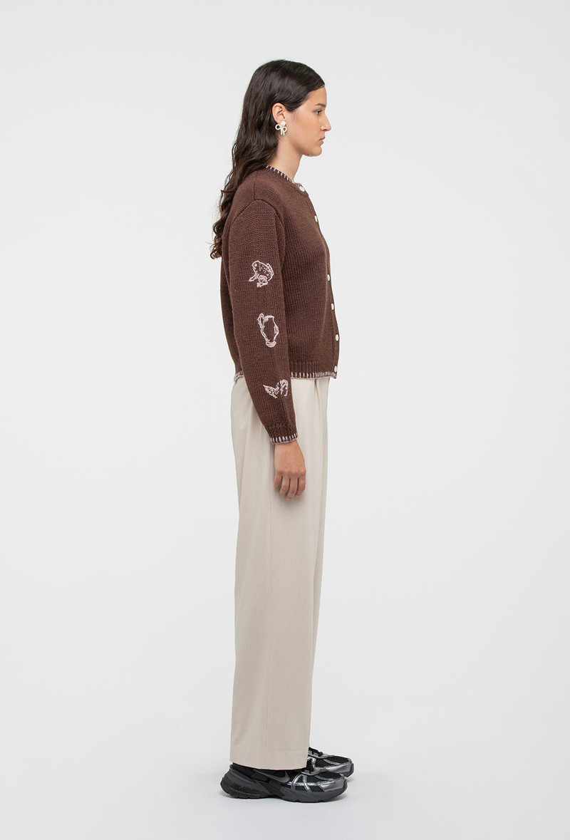 Hartley Cardigan - Chocolate Brown/Pale Pink 4