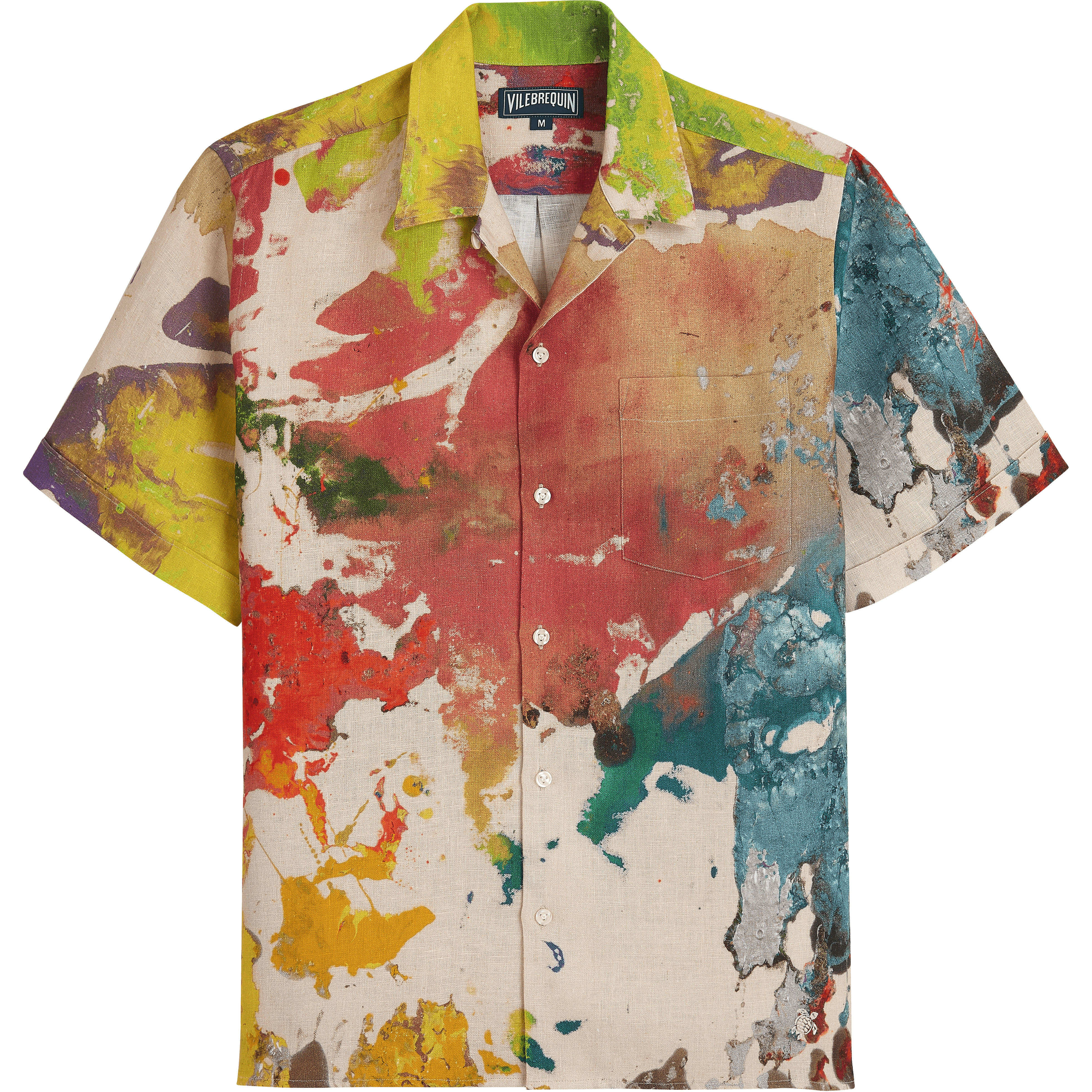 Men Bowling Shirt Linen Gra - Vilebrequin x John M Armleder - 1