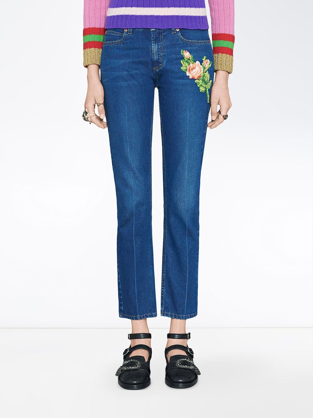 embroidered jeans - 3