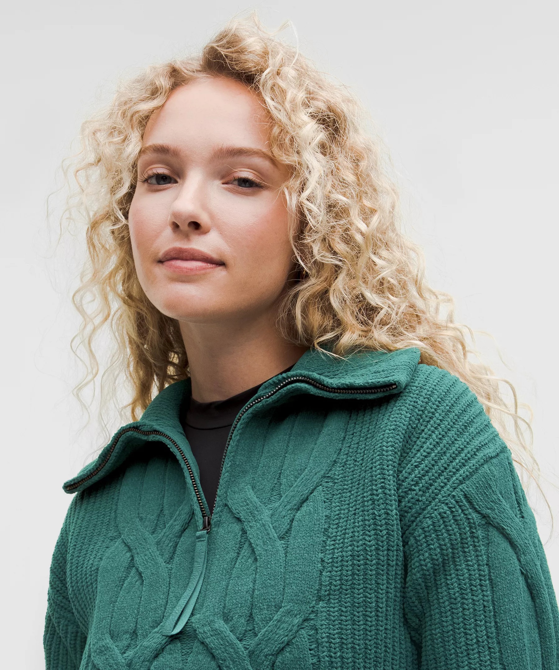Cable-Knit Oversized Half Zip - 4