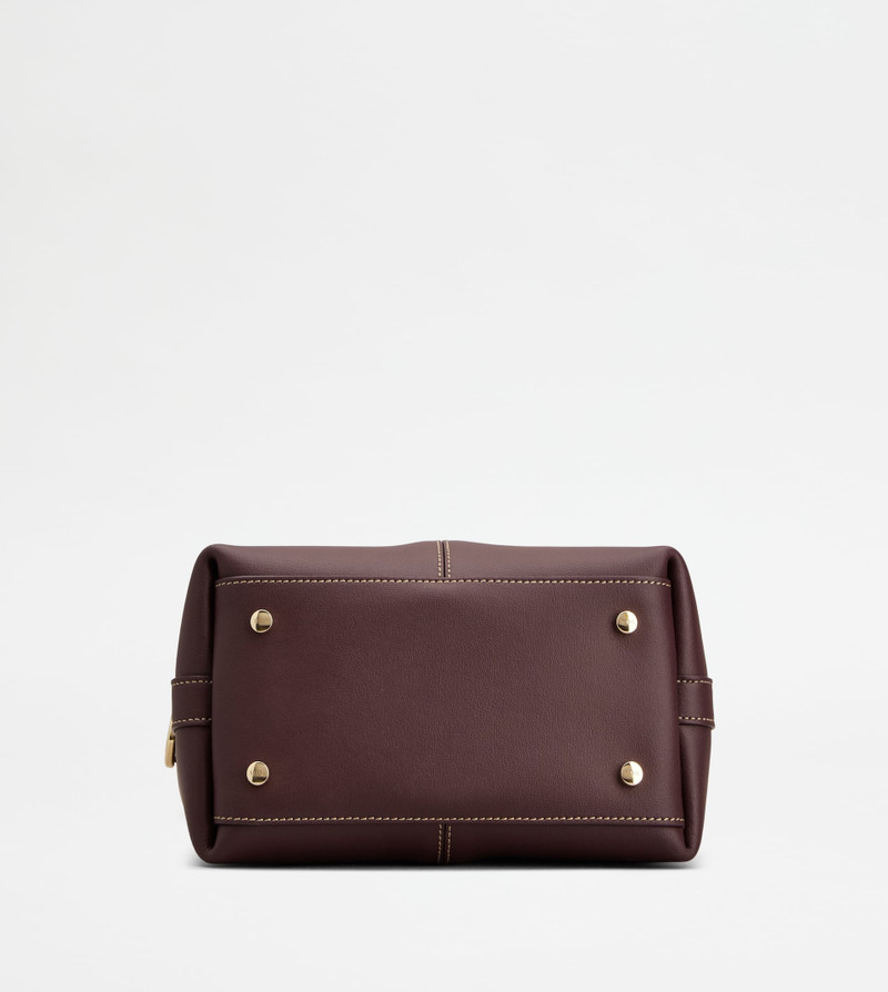 TOTE SHOPPING BAG IN LEATHER MINI - BURGUNDY 3