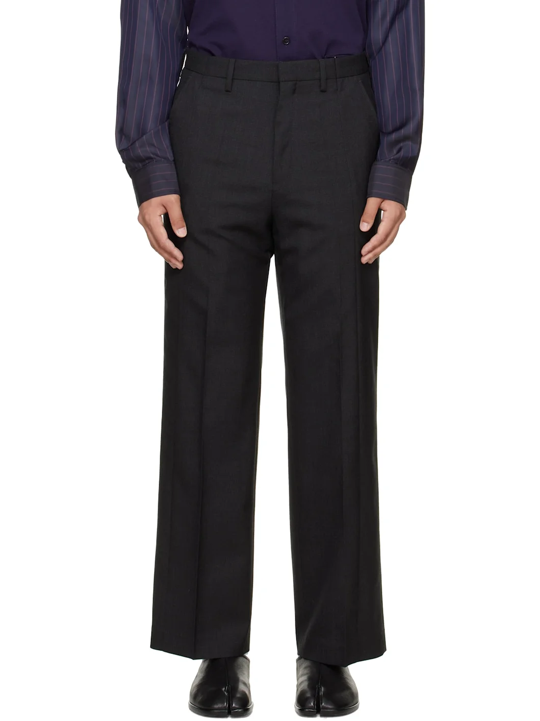 Gray Regular Tailored Trousers - 1