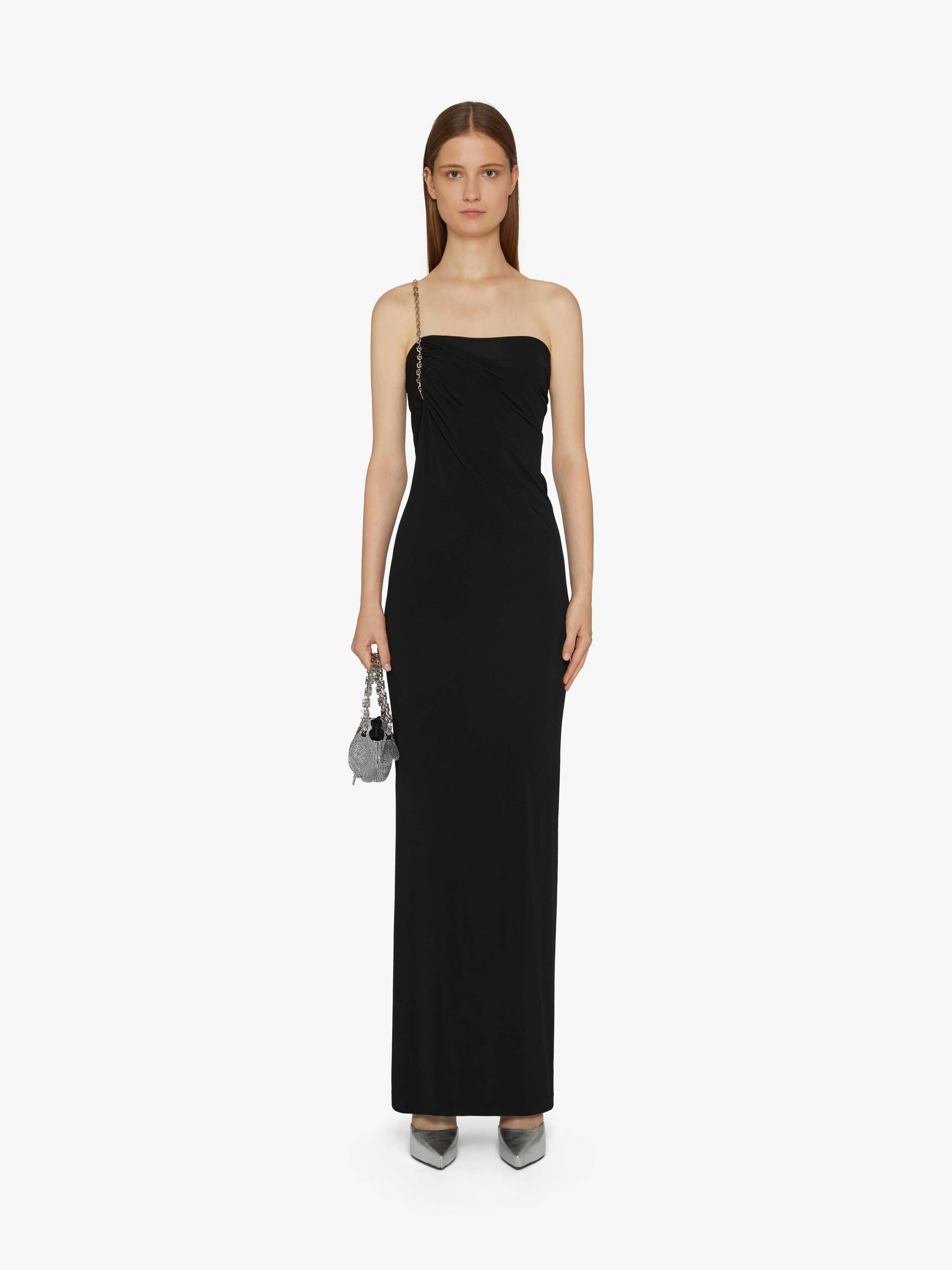 ASYMMETRICAL BUSTIER GOWN WITH G CHAIN STRAP - 2
