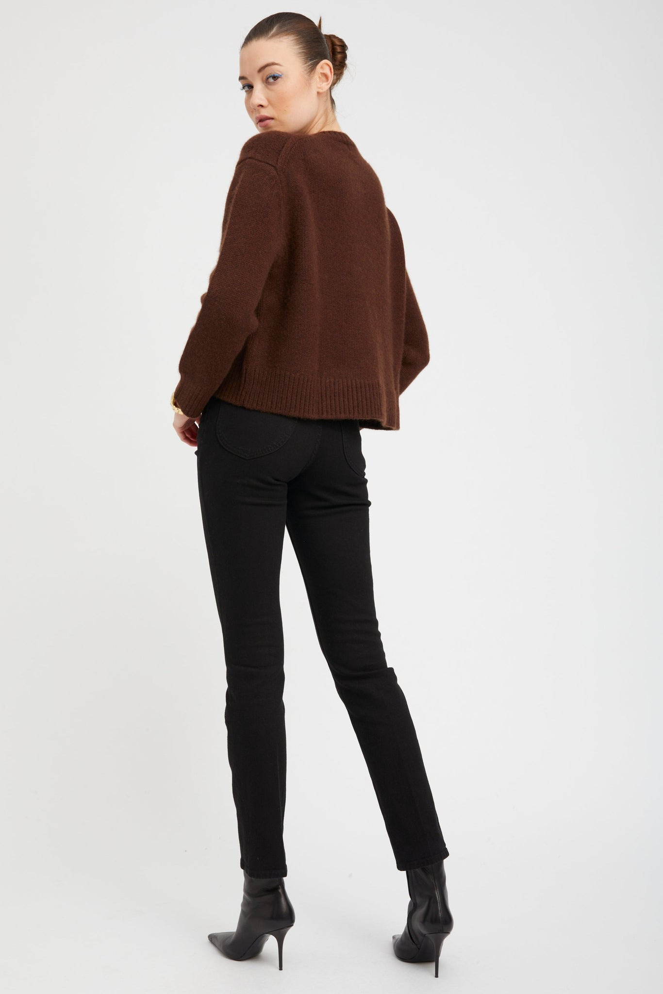 MOCHA HEAVY CASHMERE SWEATER - 5