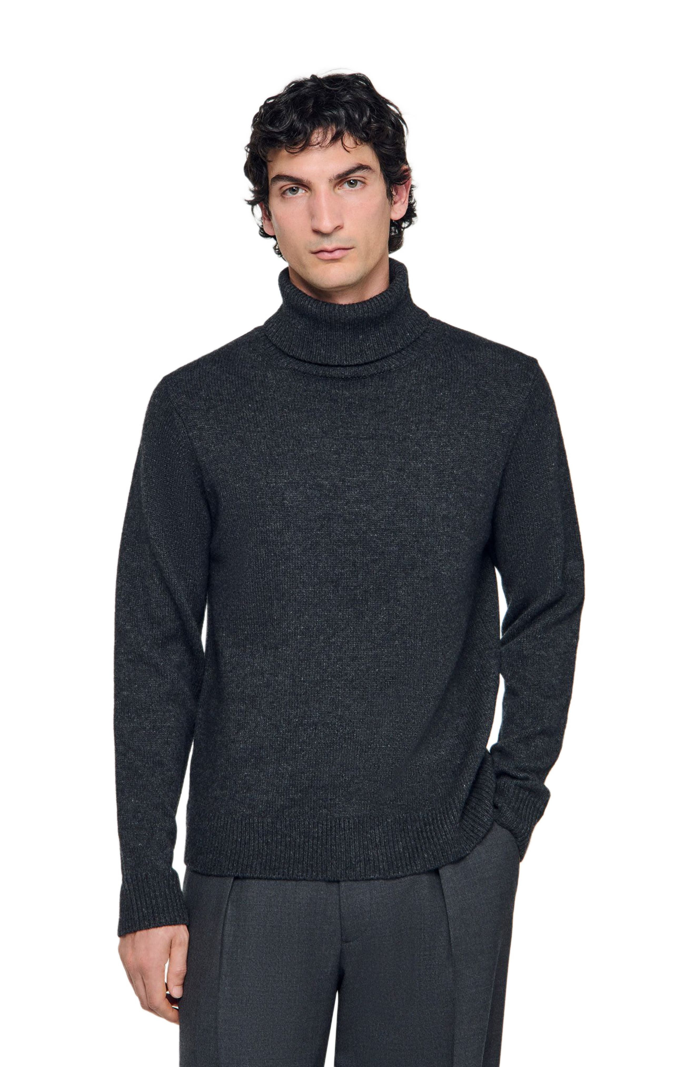 SANDRO Wool and cashmere turtleneck sweater in Dark Grey at Nordstrom - 3