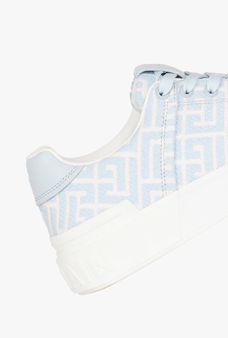 White and pale blue monogram jacquard B-Court sneakers - 6