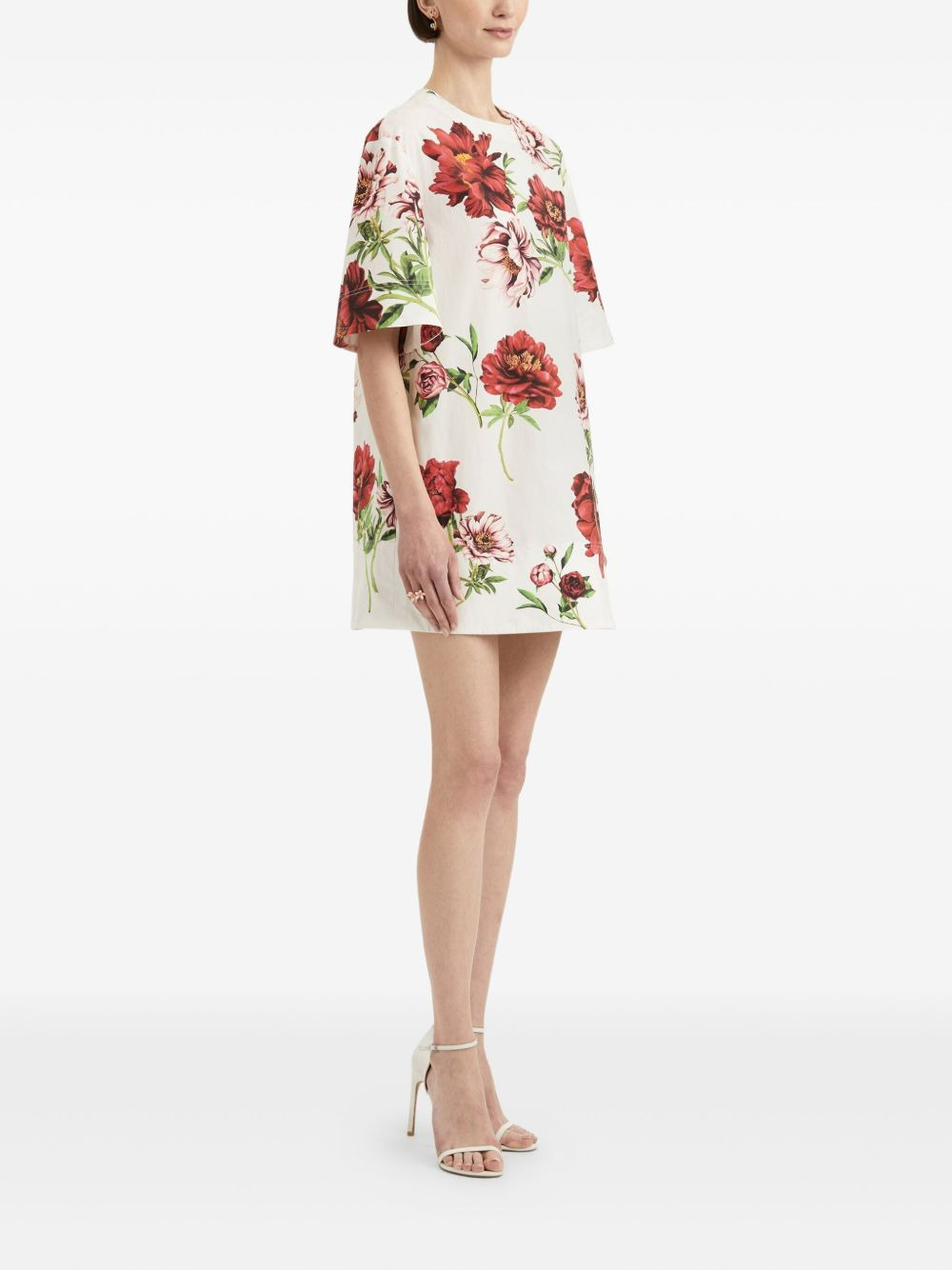 peony-print shift mini dress - 3