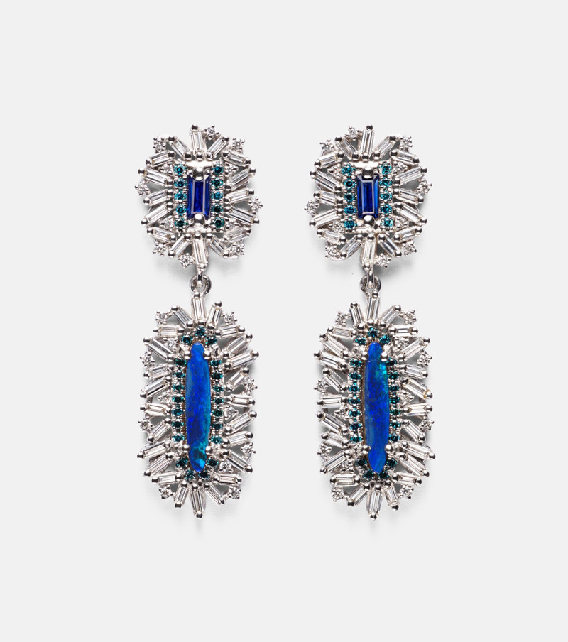 18kt white gold drop earrings with gemstones 1