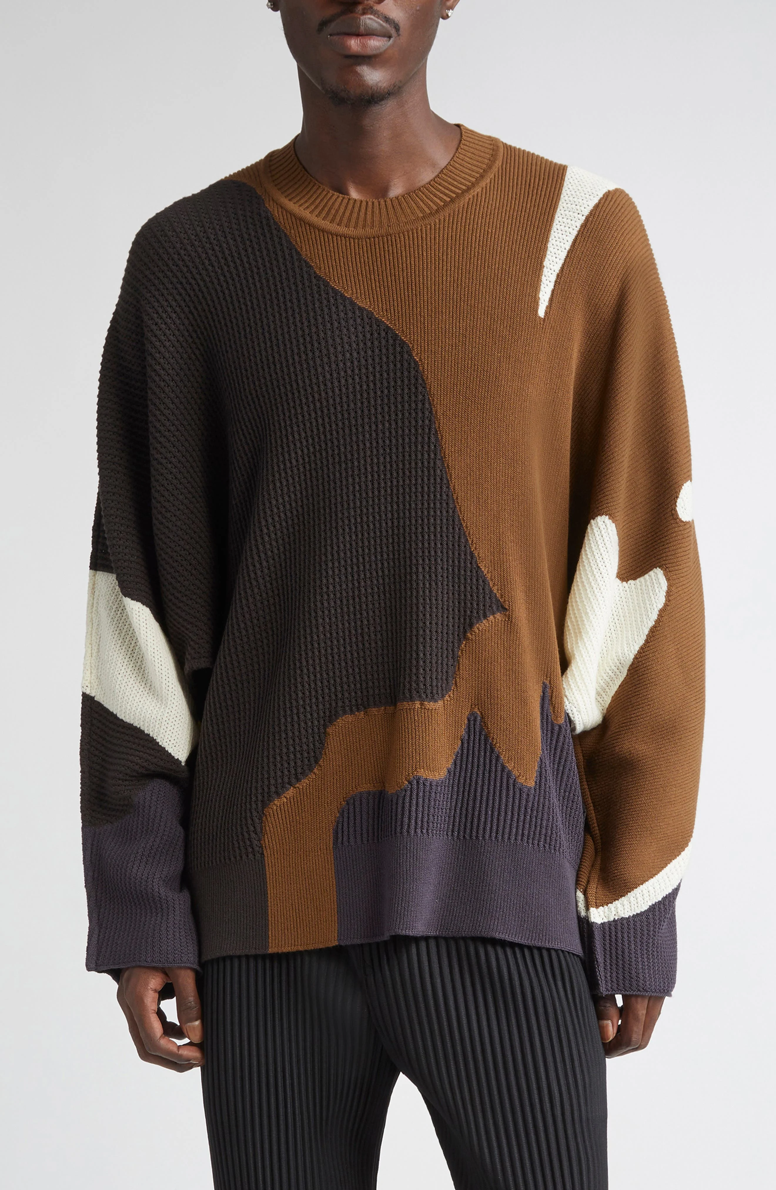 Homme Plissé Issey Miyake Agate Wool Sweater in Brown at Nordstrom - 1