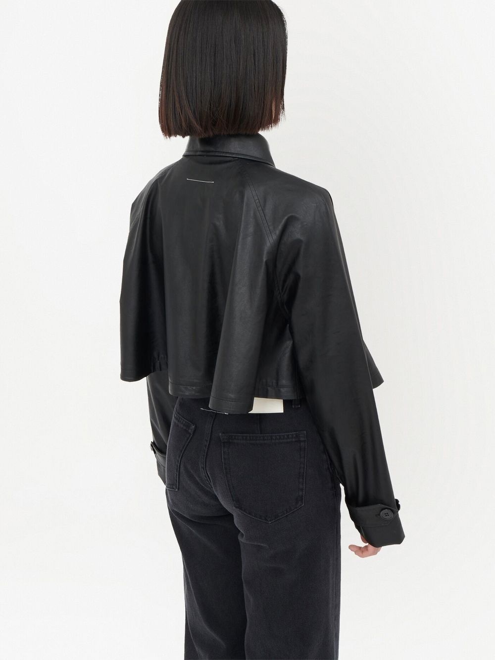 faux-leather cropped jacket - 5