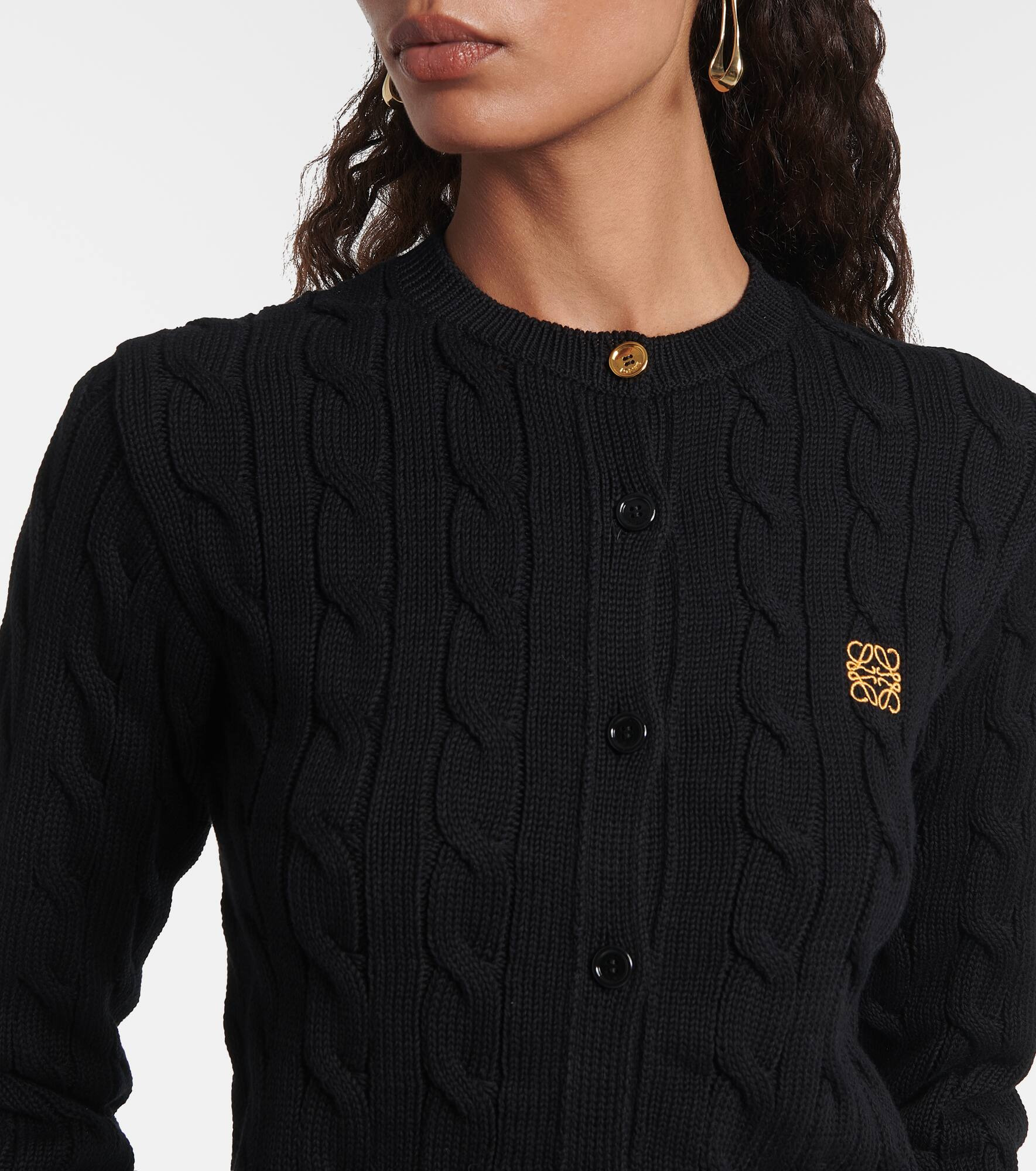 Anagram cable-knit cotton cardigan - 4