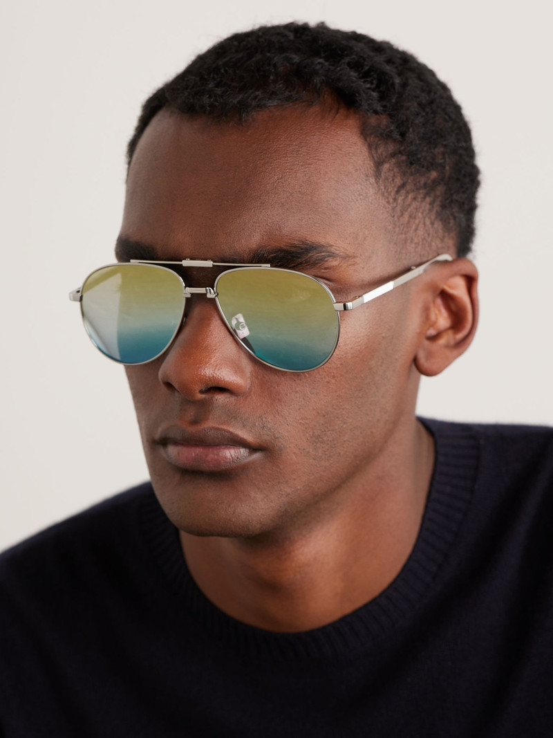 Dior Dior90 A1U Aviator-Style Silver-Tone Sunglasses Silver outlook