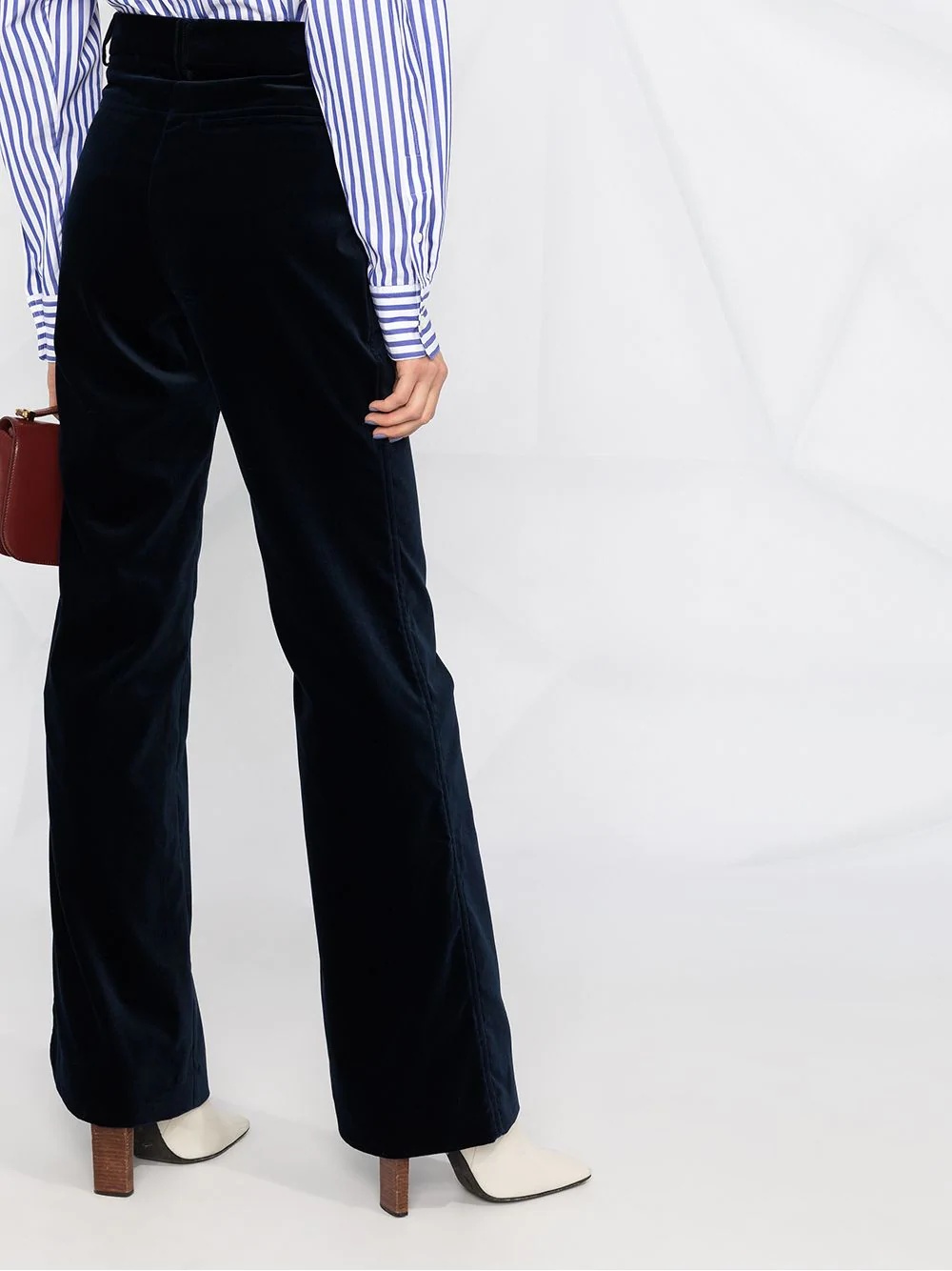 velvet high-waisted trousers - 3