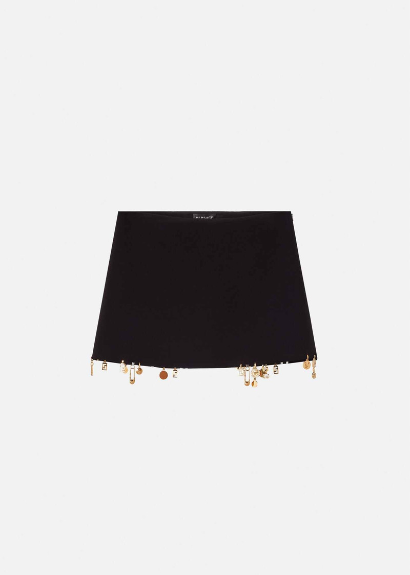 Charm-Embellished Satin Mini Skirt - 1
