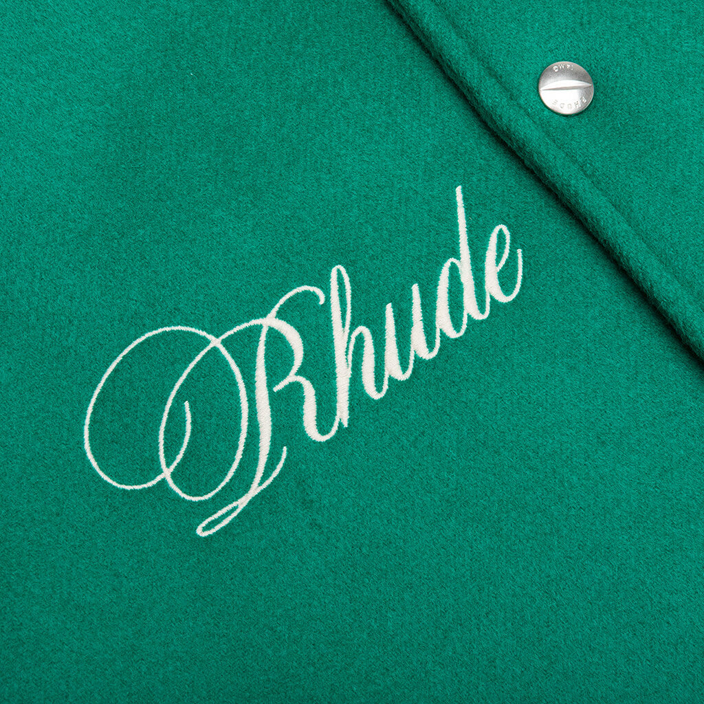 RHUDE TILE VARSITY JACKET - MENTHOL/CREME - 4