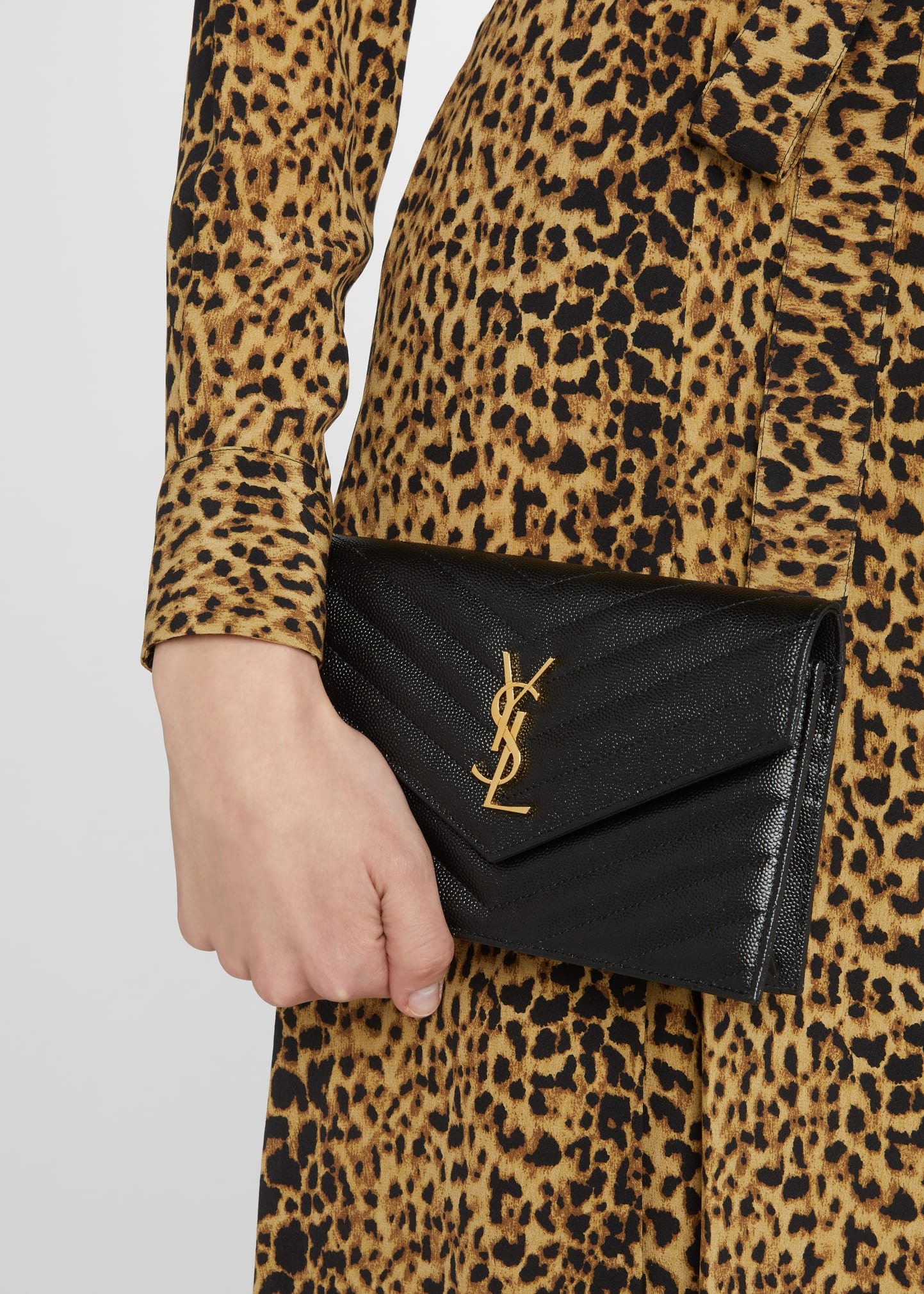 Small YSL Envelope Flap Wallet on Chain - 2