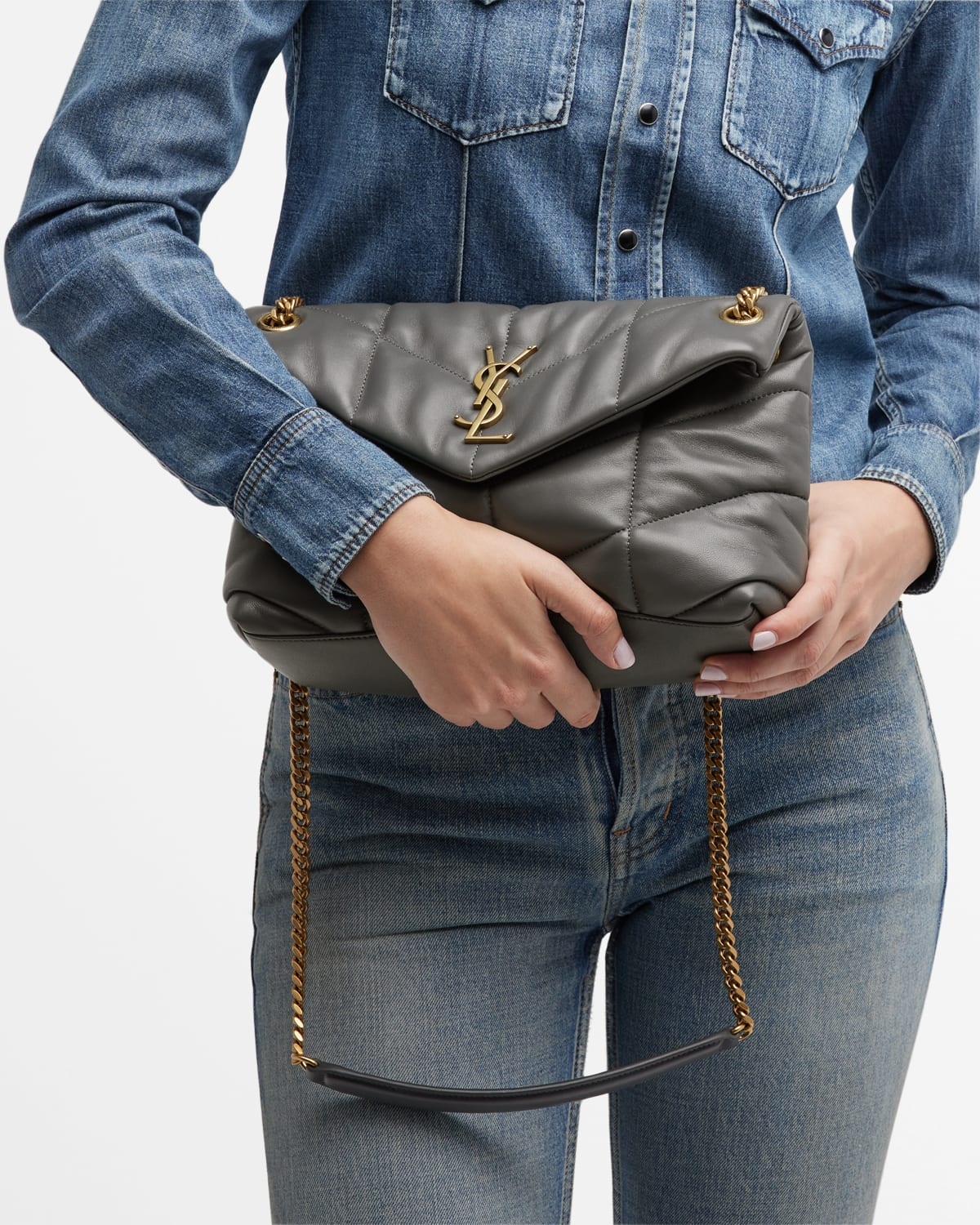 Lou Puffer Small YSL Shoulder Bag in Quilted Leather - 6