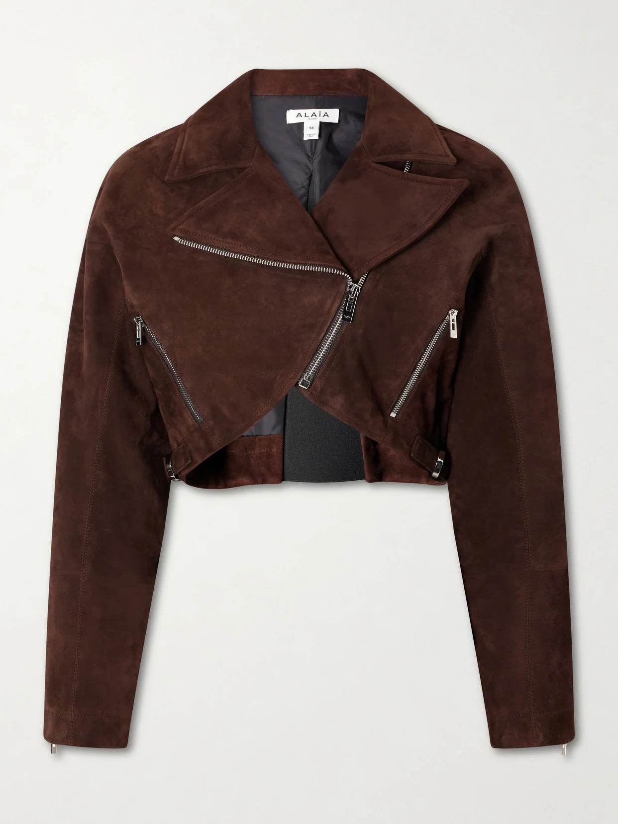 Cropped Suede Biker Jacket - 1