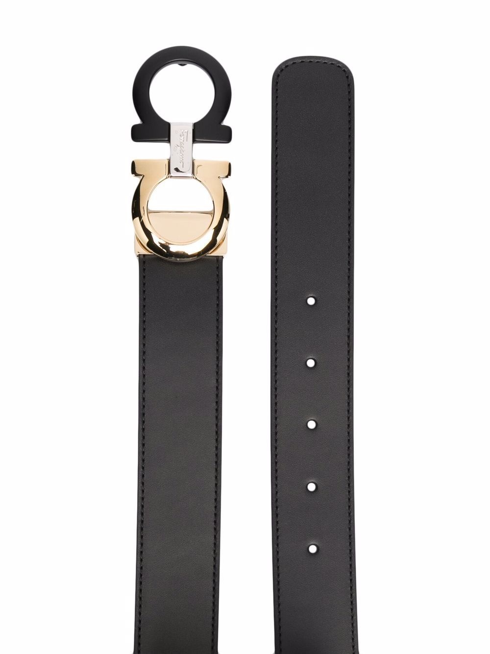 Double Gancini leather belt - 2