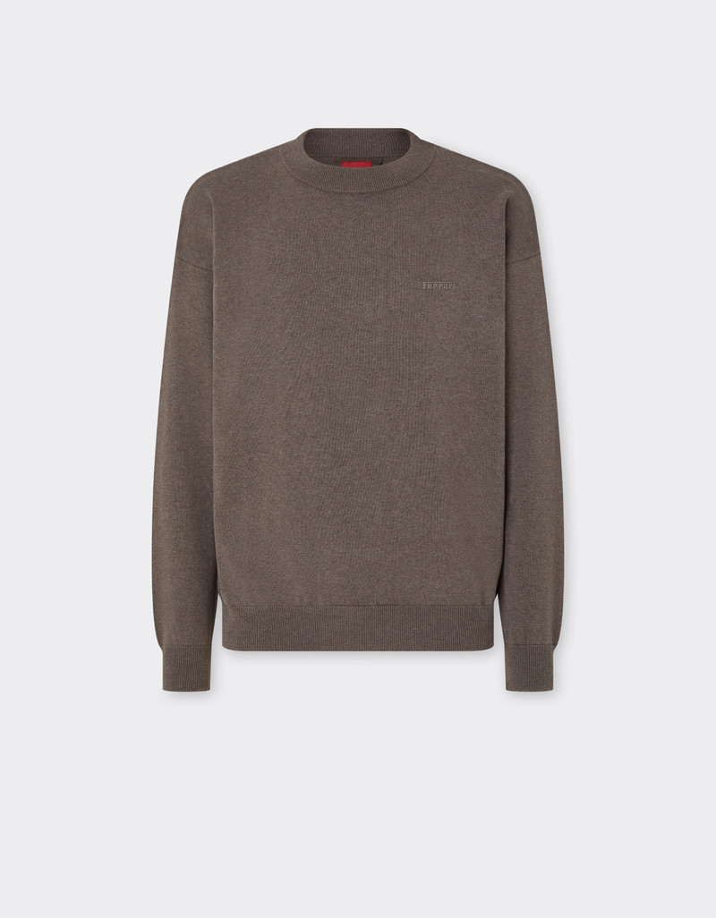 Cotton and silk sweater with Ferrari logo 1