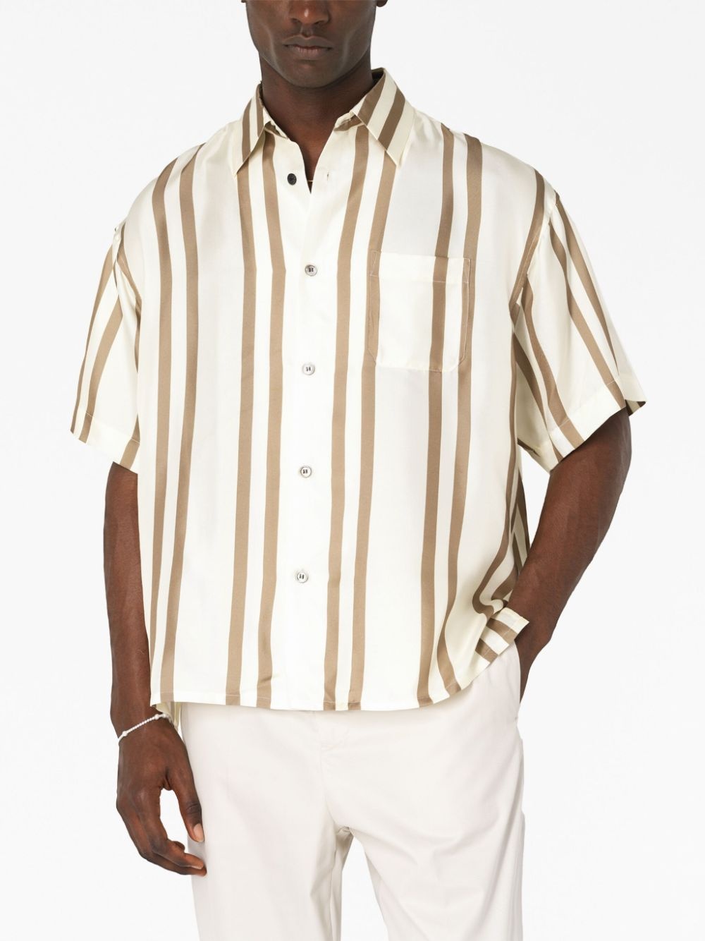 stripe-print silk shirt - 6