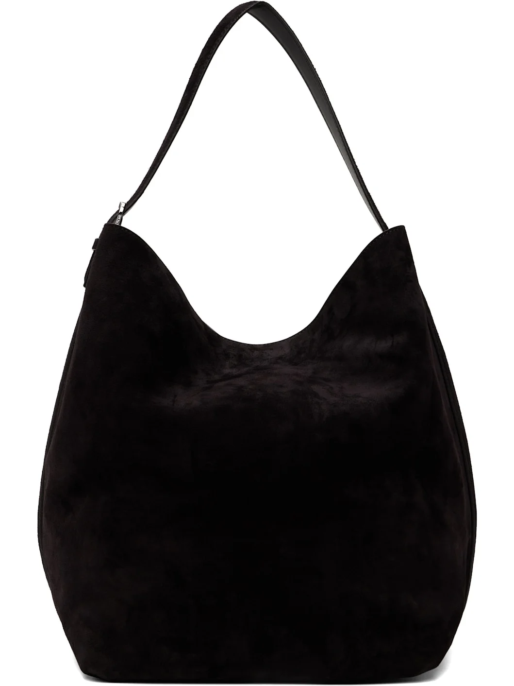 Black Belted Suede Tote - 1