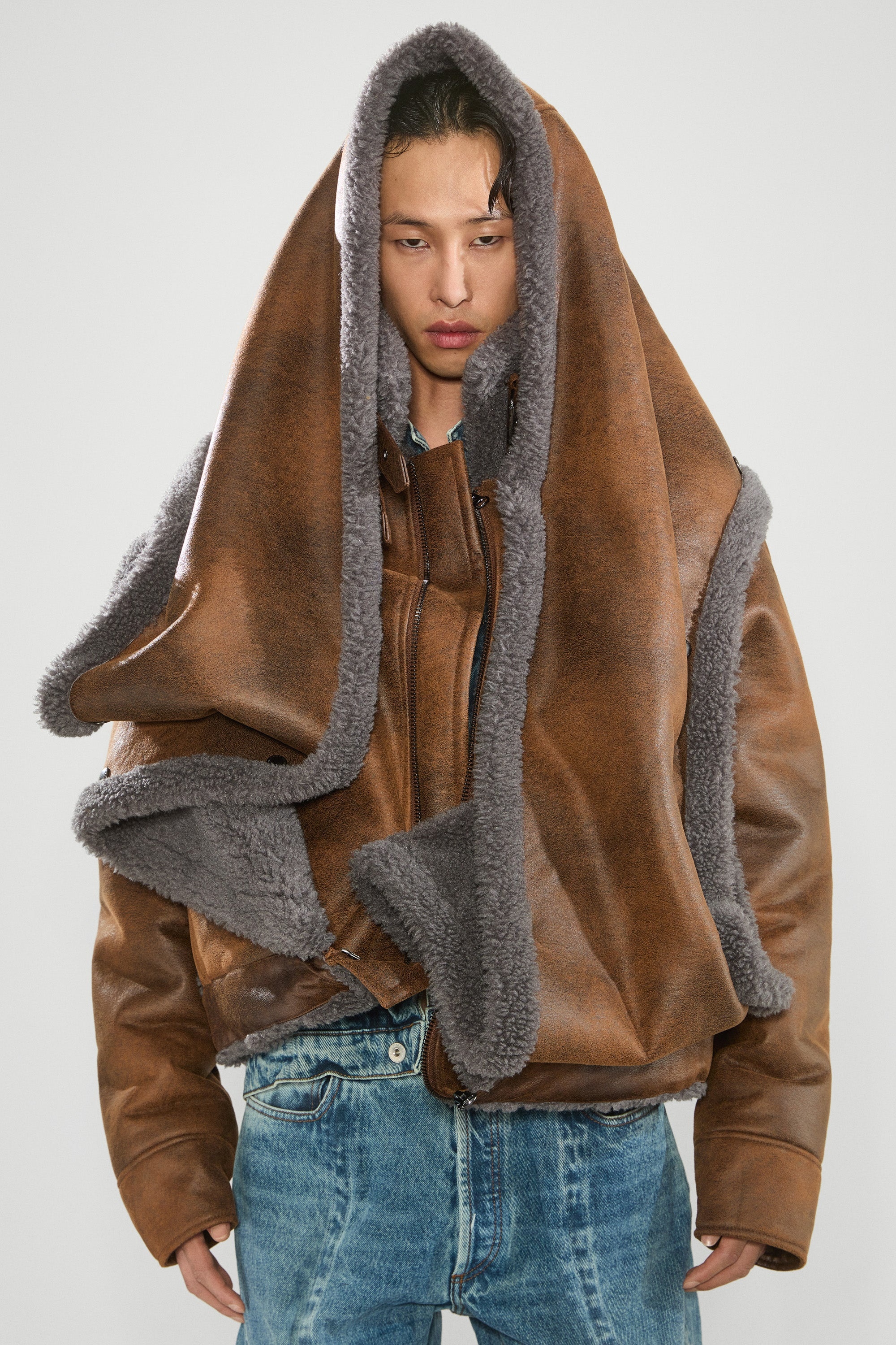 Snap Off Panel Hood Aviator Jacket - 2
