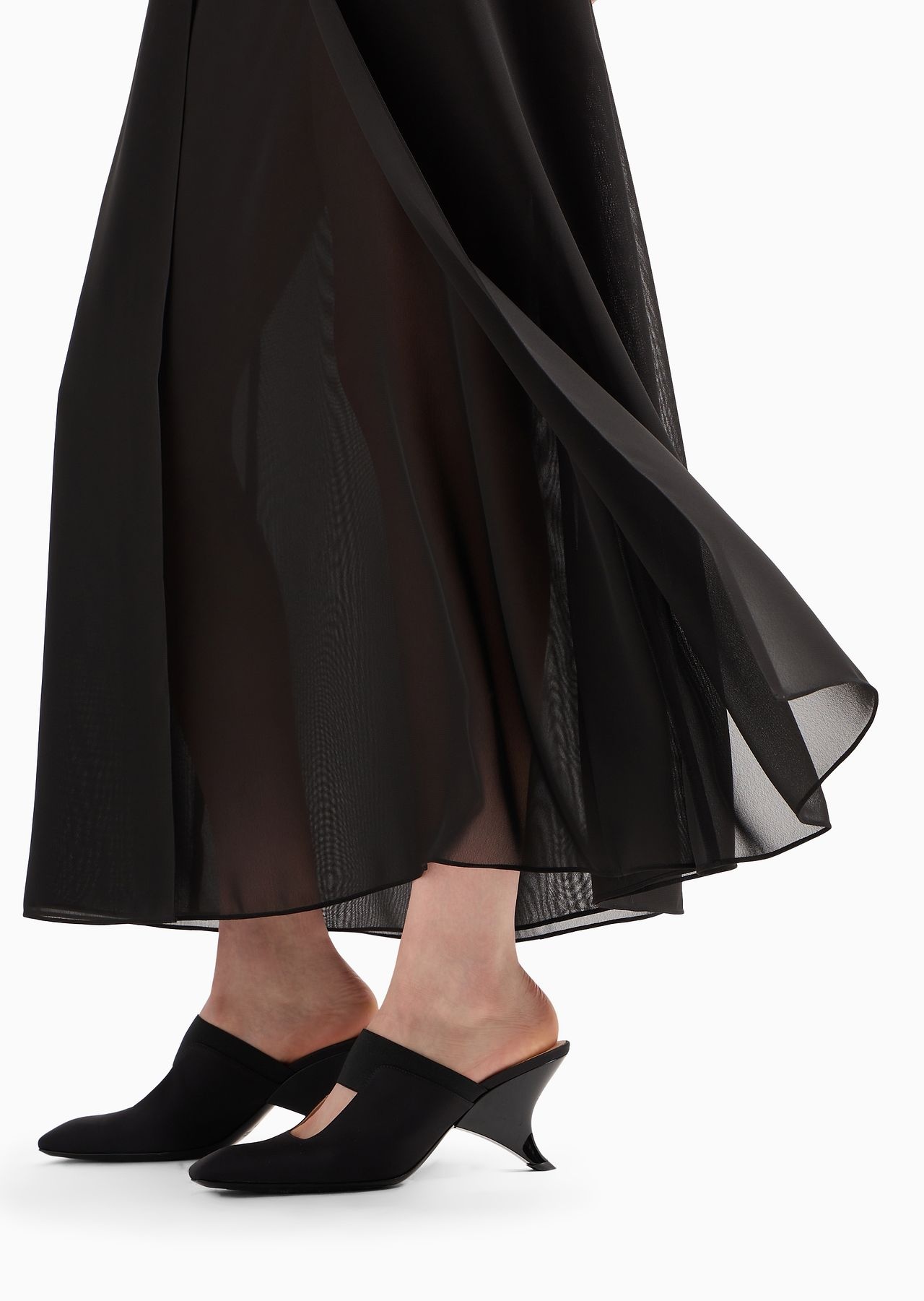 Panelled georgette long skirt with peplum - 5