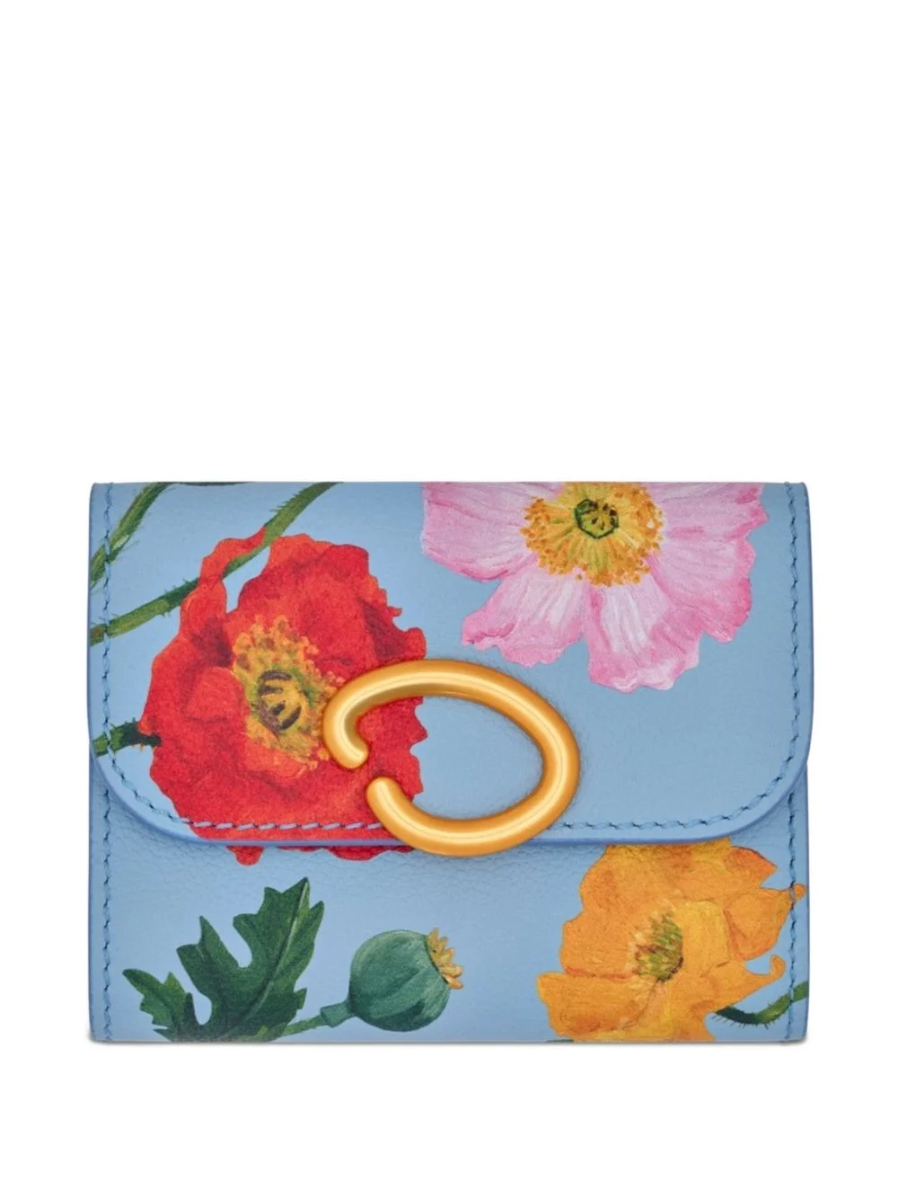 poppy-printed trifold wallet - 1