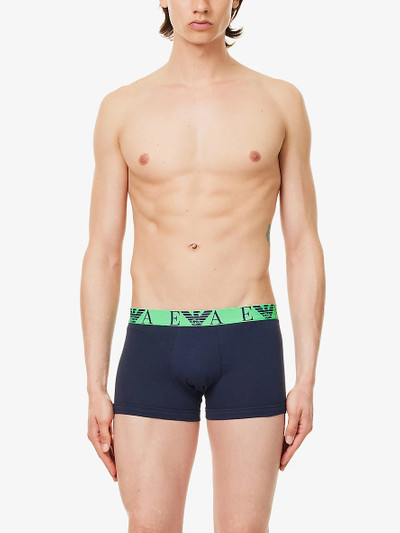 EMPORIO ARMANI Branded-waistband pack of three stretch-cotton trunks outlook