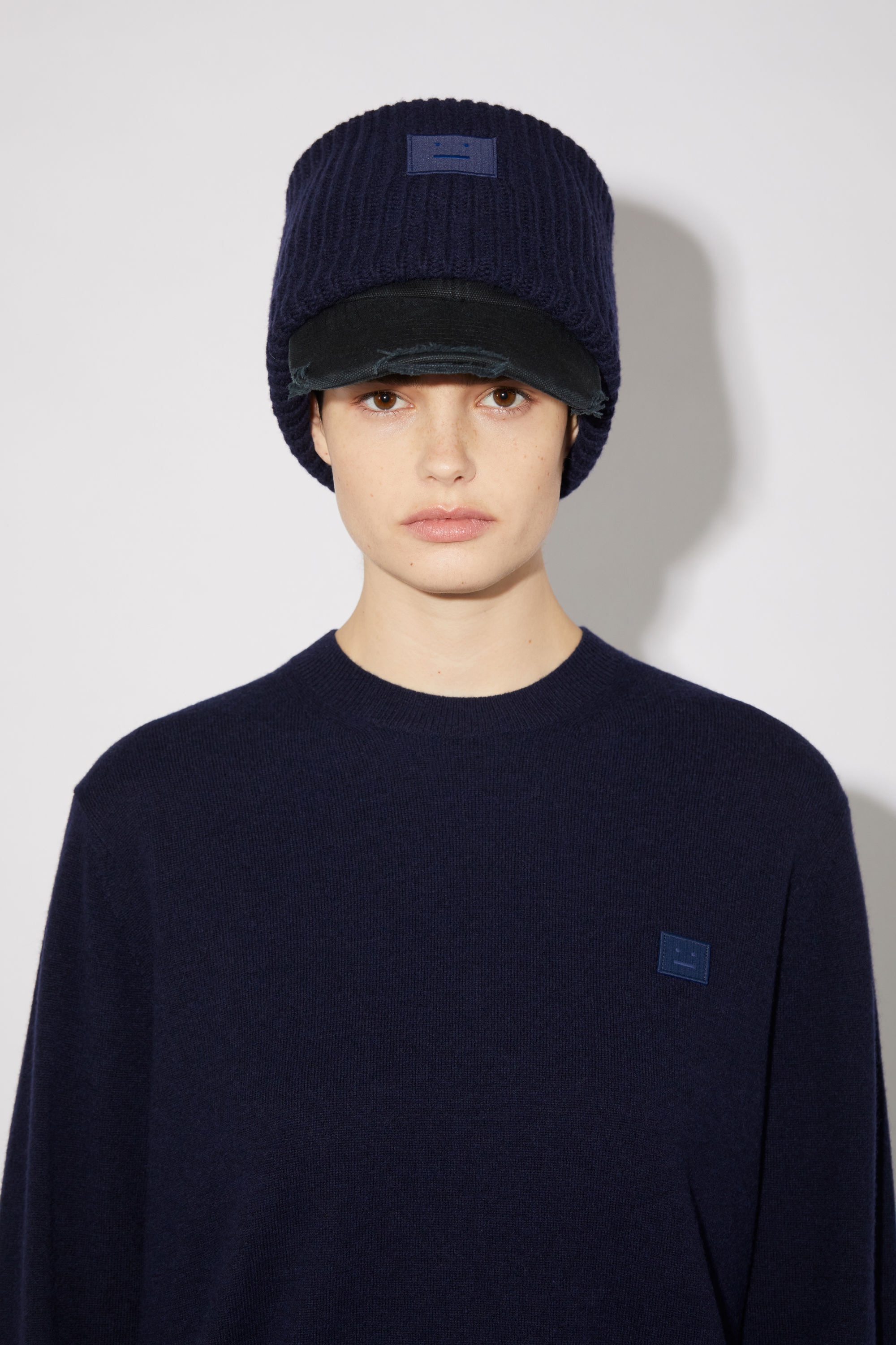 Wool crew neck sweater - Navy - 5