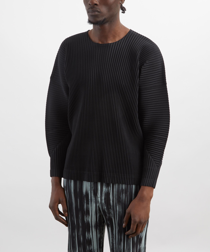 ISSEY MIYAKE MC JANUARY Black Pleated Long-Sleeve Top outlook