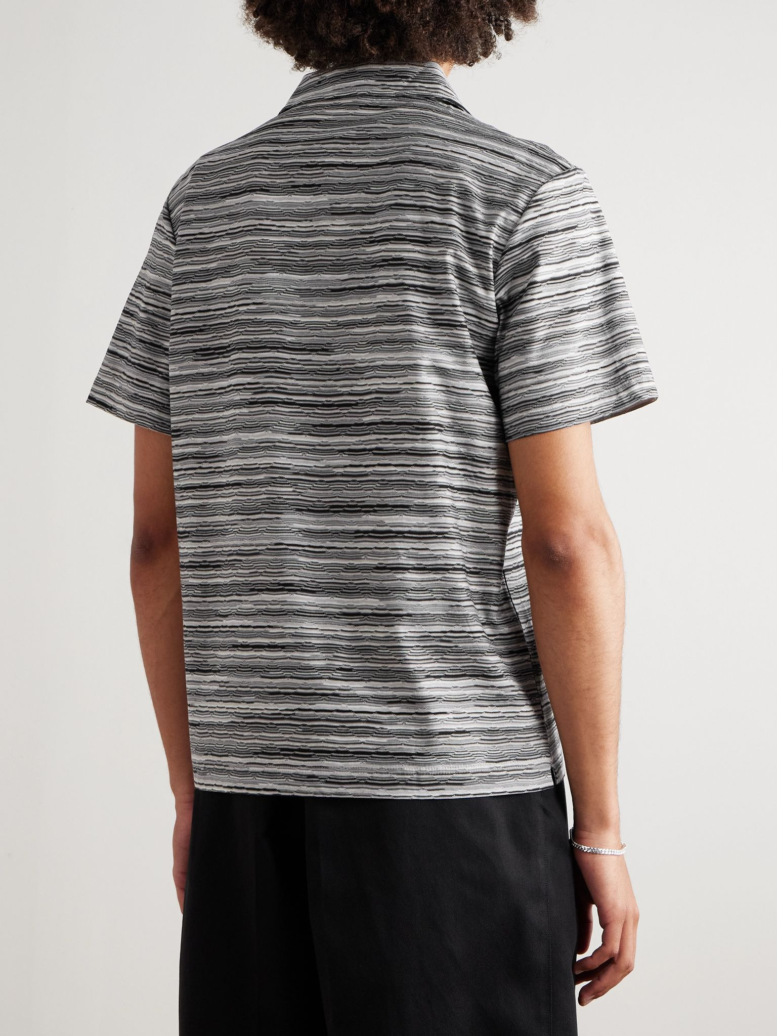 Space-Dyed Cotton Polo Shirt Gray - 4
