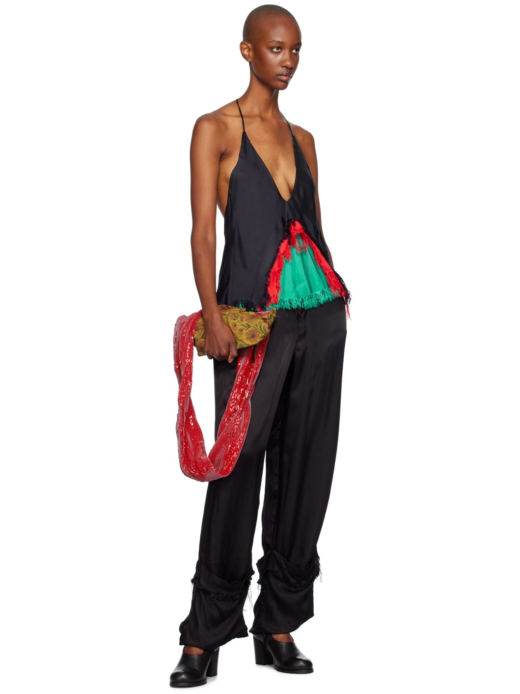 Black Fraying Cuff Trousers - 4