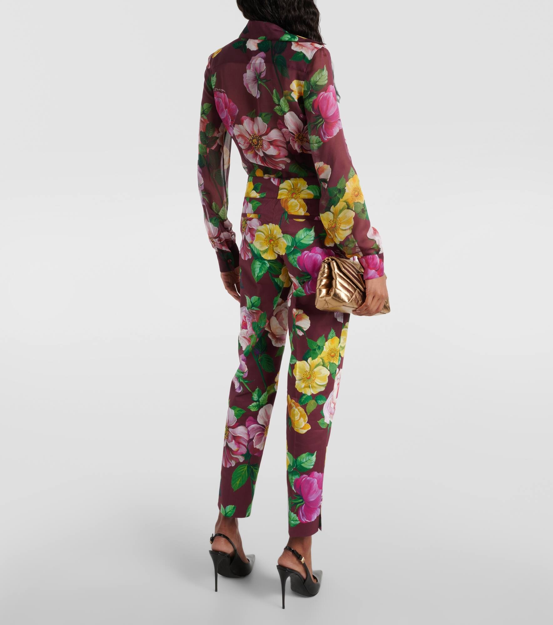 Floral low-rise cotton-blend pants - 3