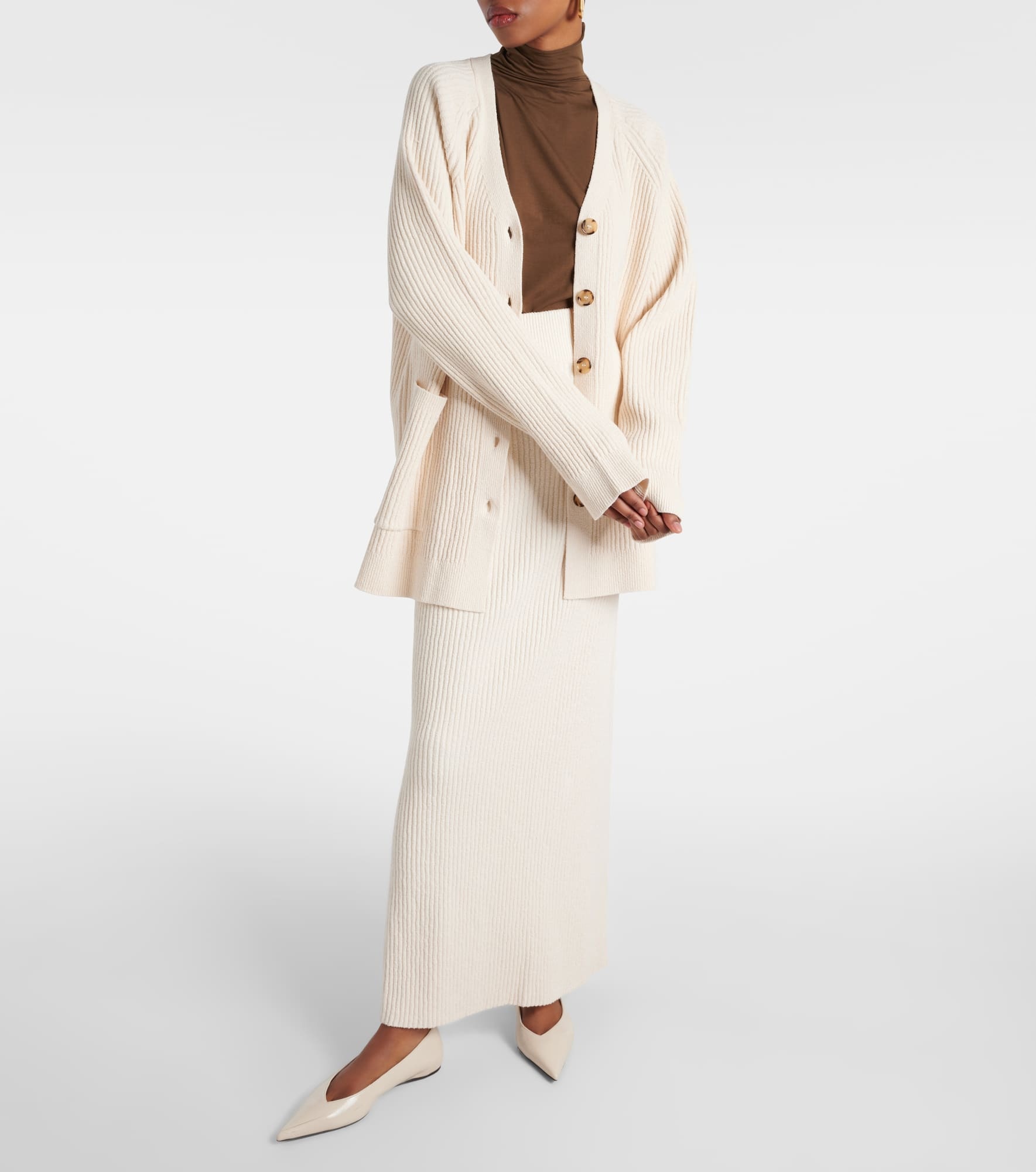Cotton-blend bouclé maxi skirt - 2