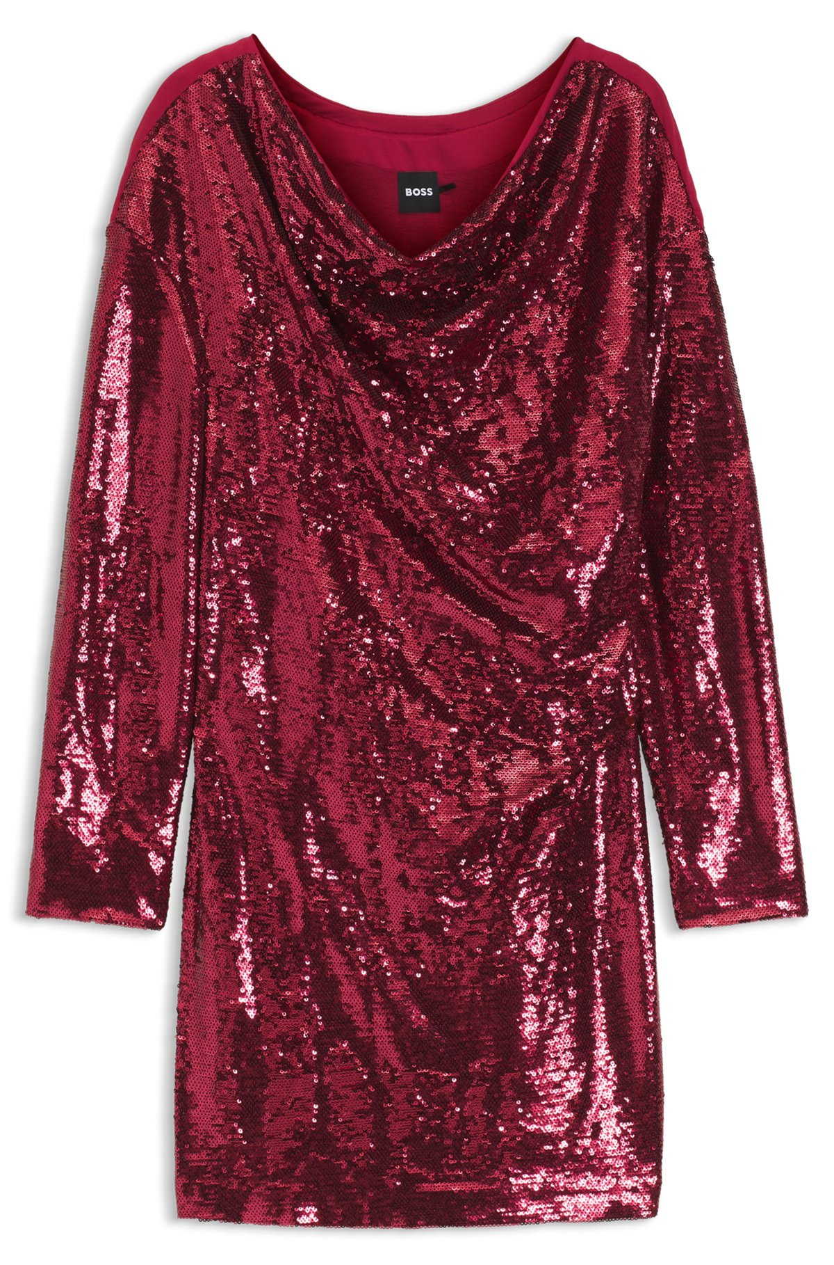 SEQUIN DRESS WITH DRAPED NECKLINE - 1