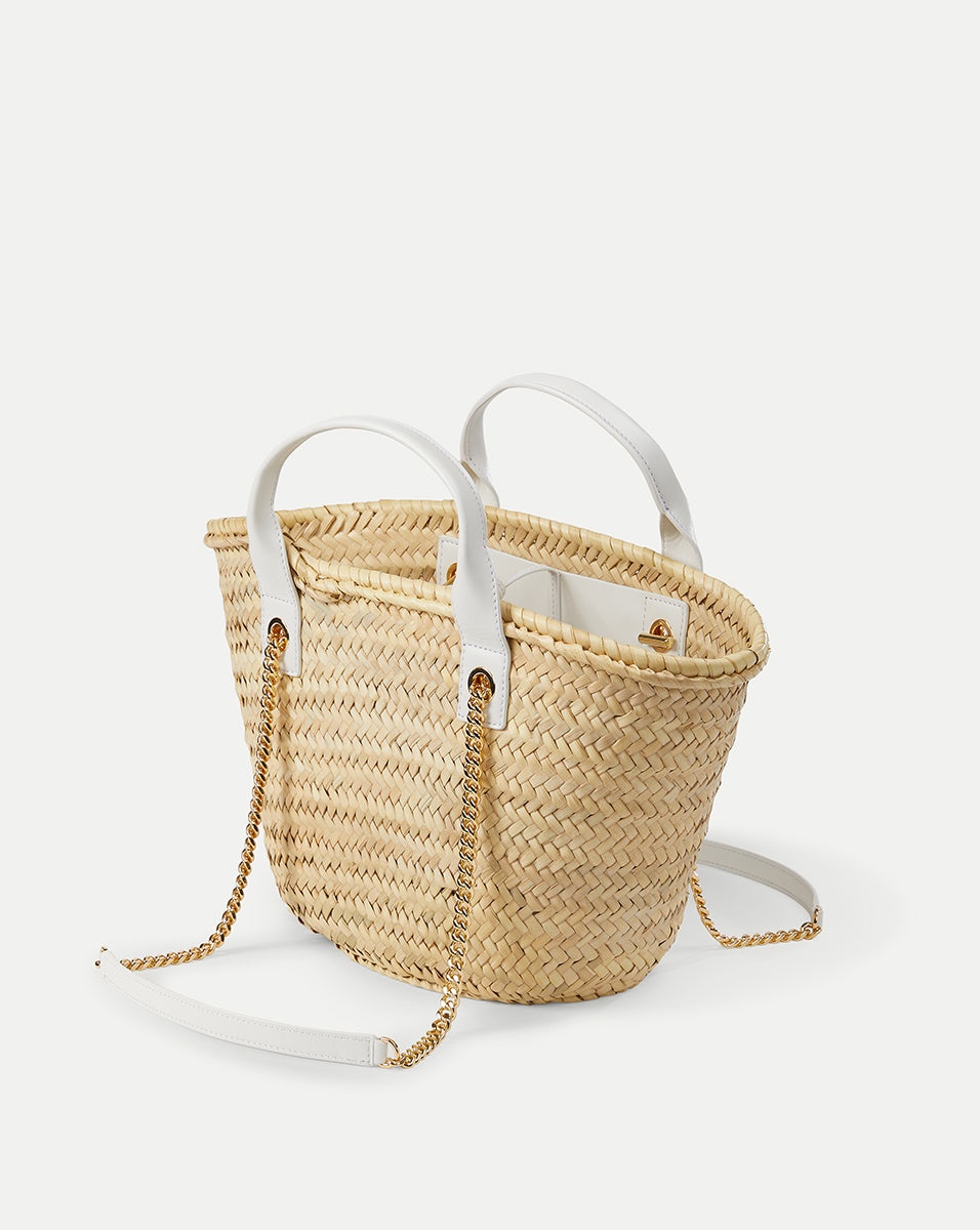 SMALL RAFFIA CREST MARKET TOTE - 5