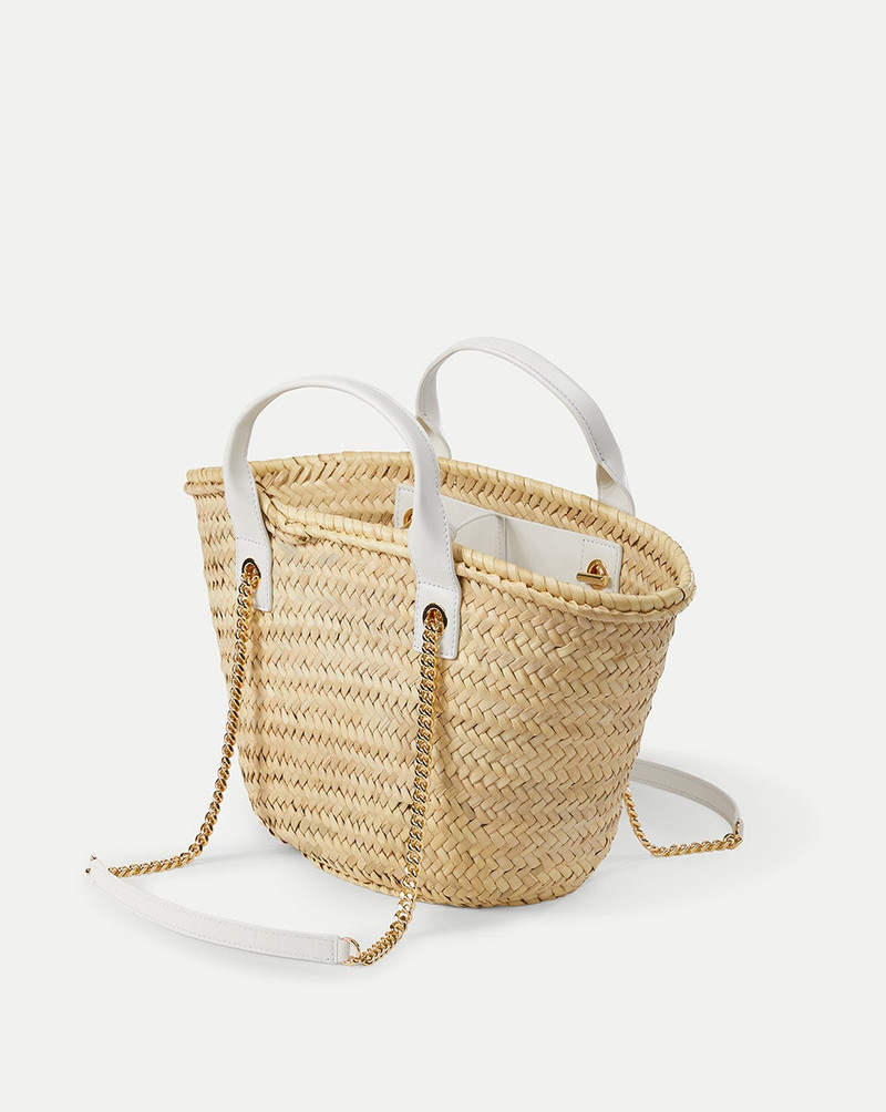 SMALL RAFFIA CREST MARKET TOTE 5