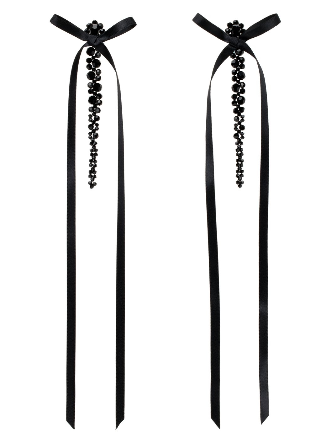 Black Bow Ribbon Drip Earrings - 1