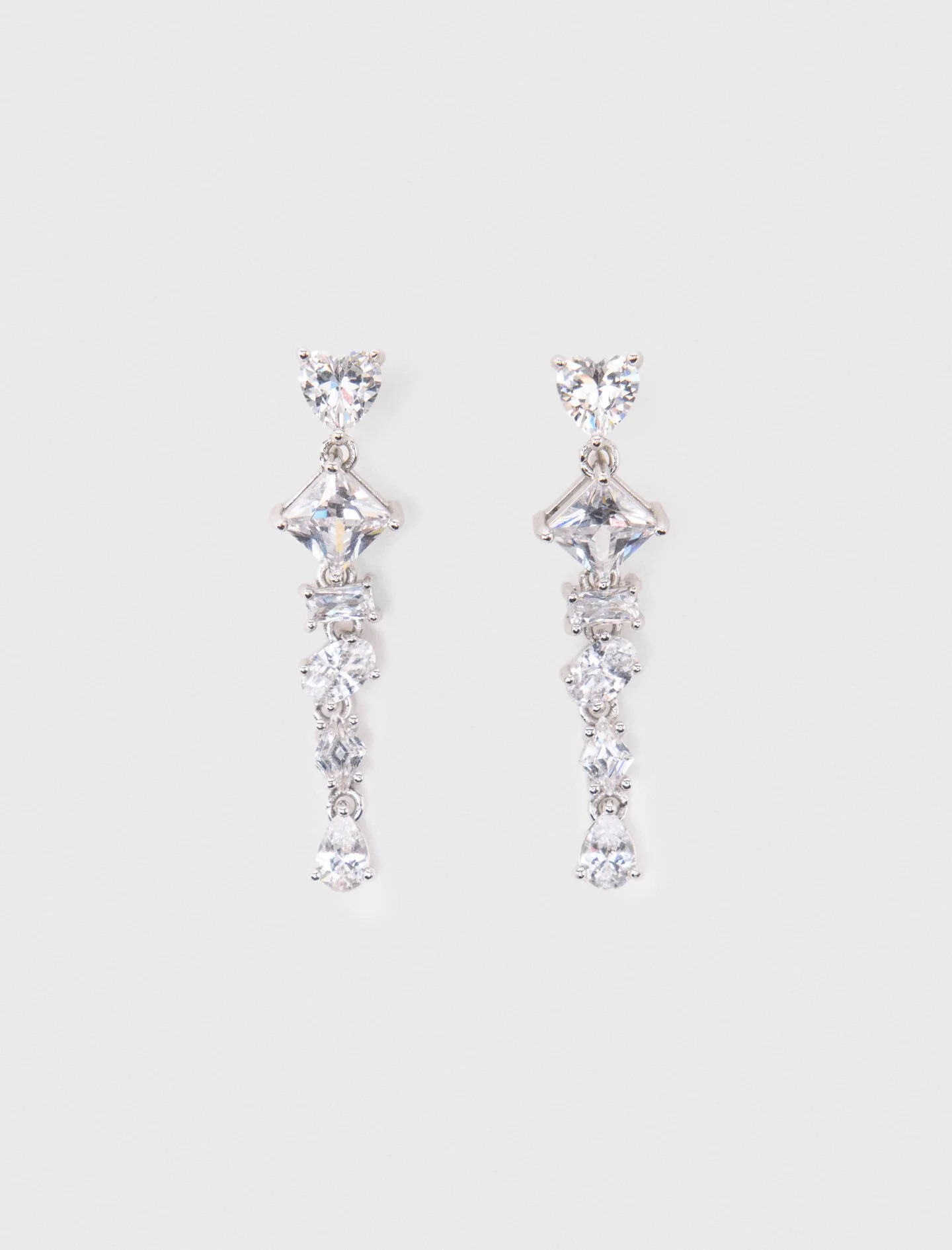 Rhinestone heart earrings - 1