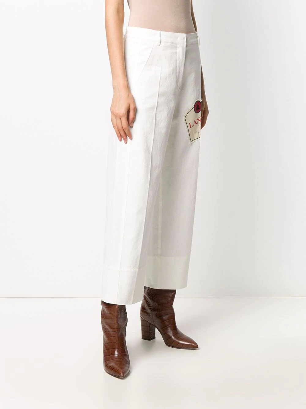 cropped logo patch trousers - 3