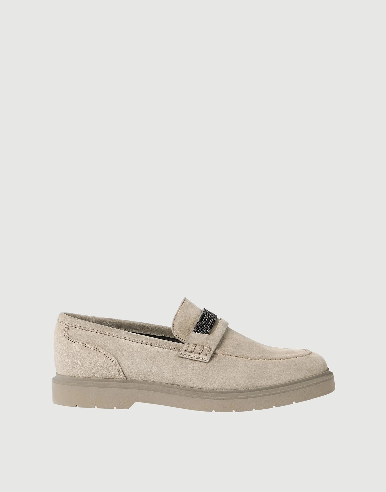 Suede penny loafers with monili - 1
