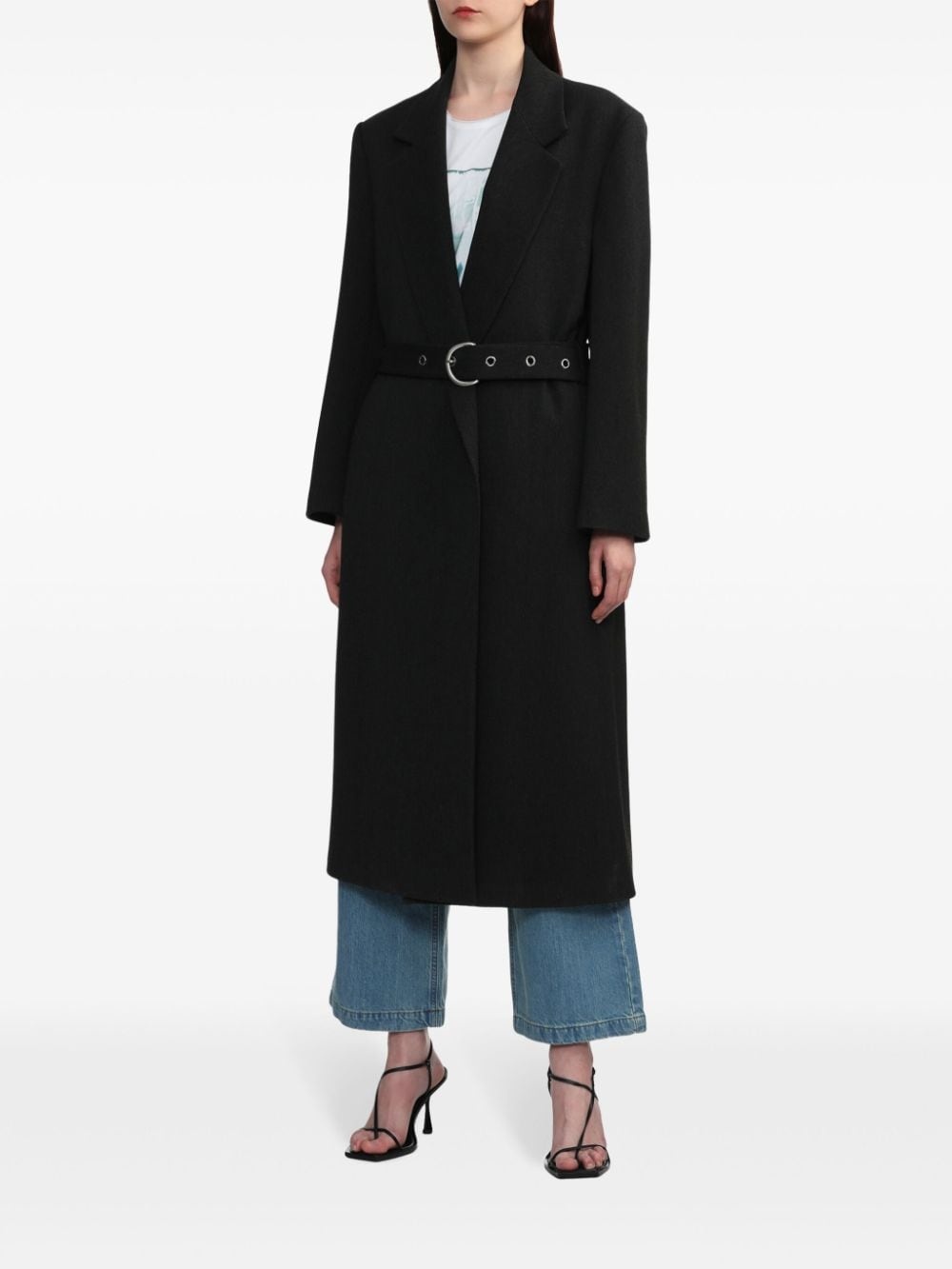 belted single-breasted coat - 3