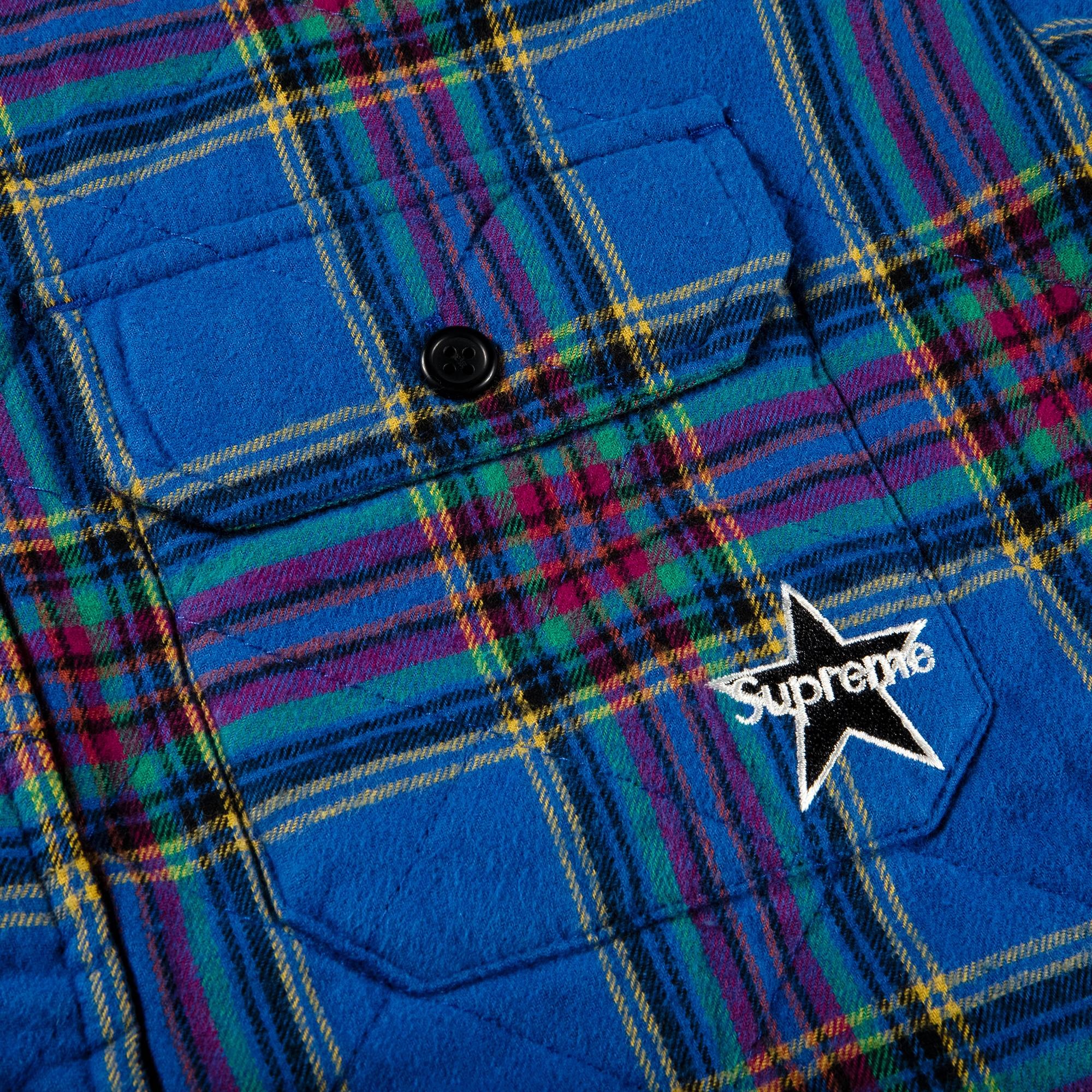 Supreme Quilted Plaid Flannel Shirt 'Dusty Royal' - 2