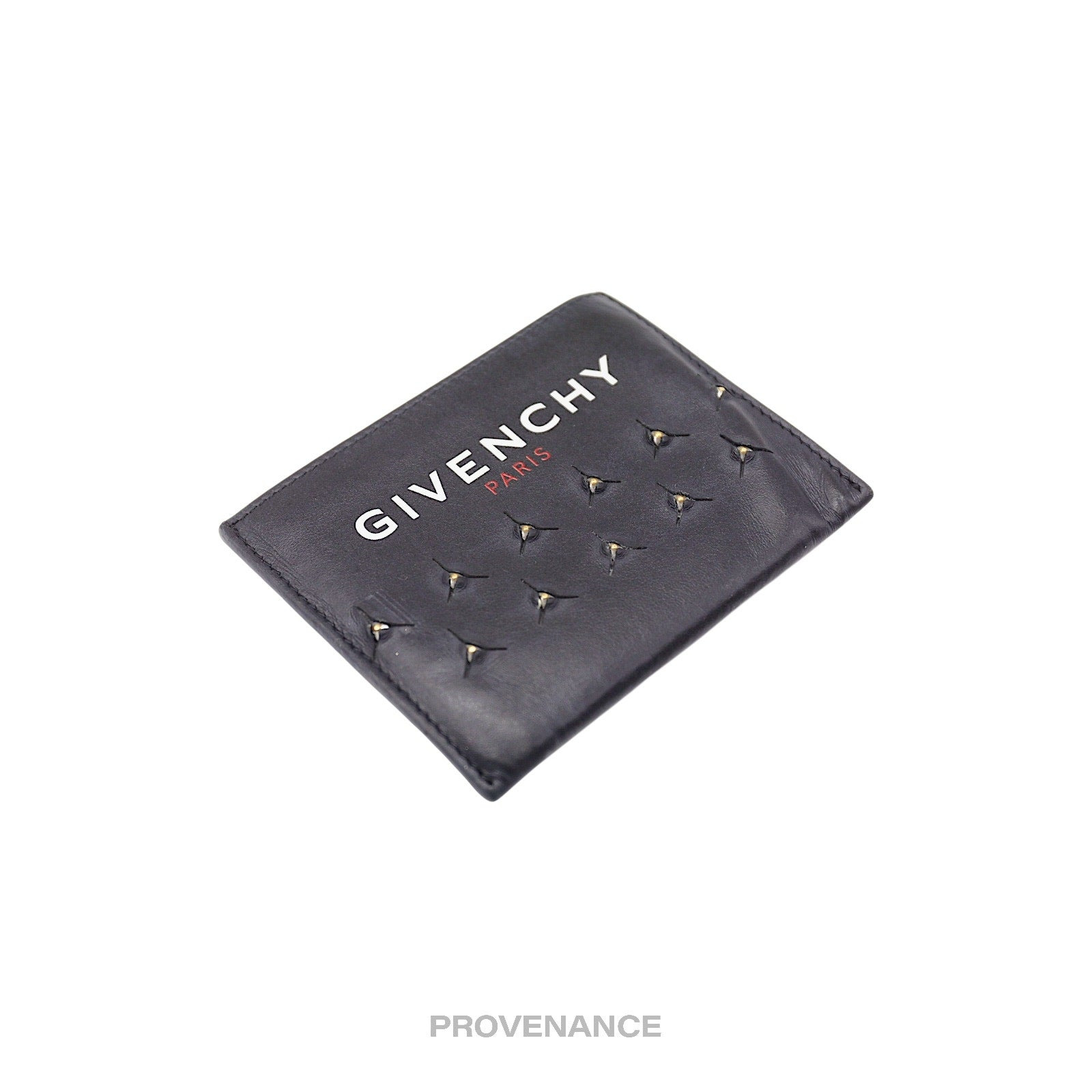 Givenchy Logo Card Wallet - Black Leather Metal Studs - 4